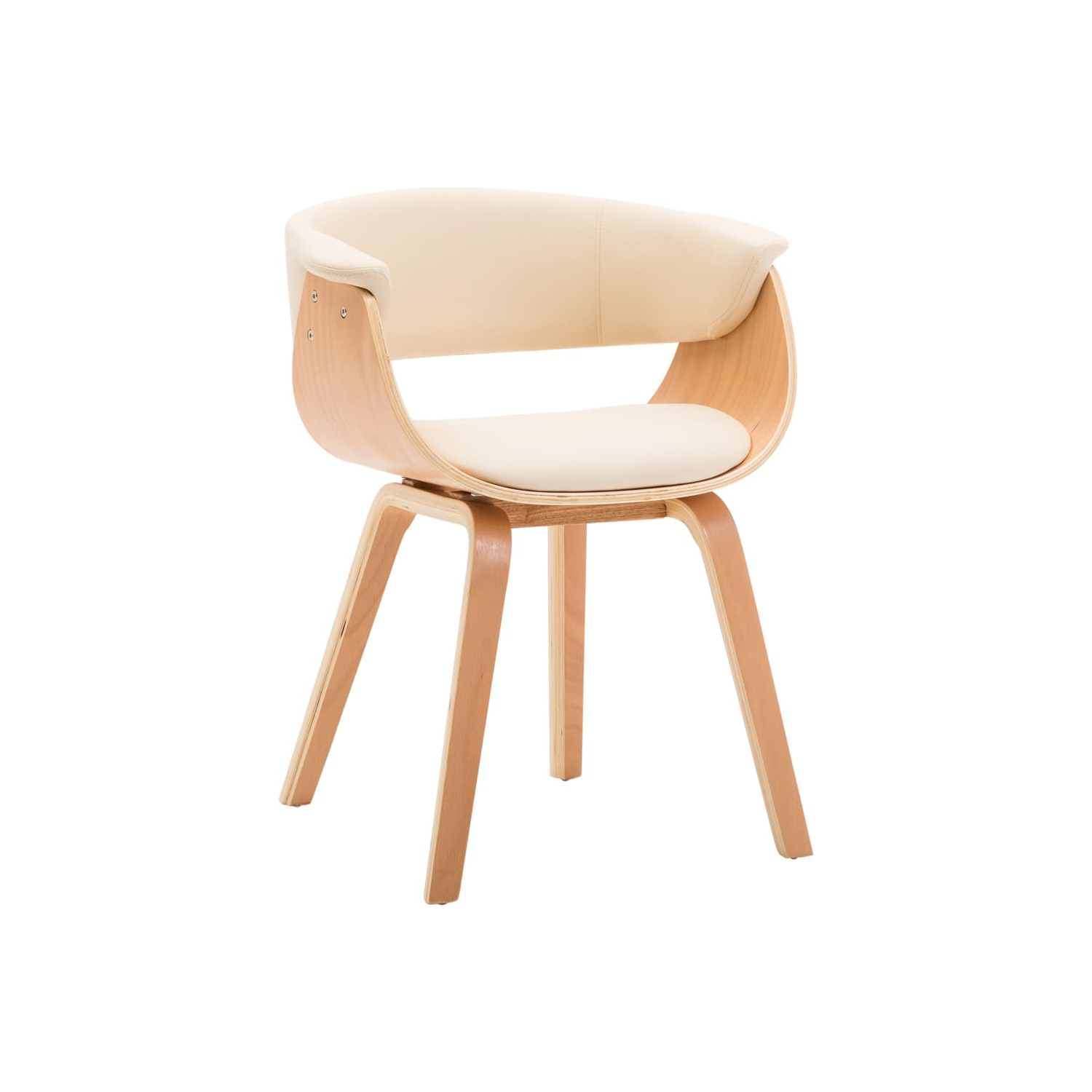 Chaise de salle à manger en bois courbé crème et en similicuir VidaXL