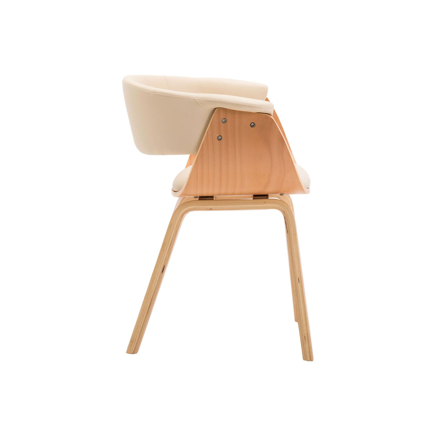 Chaise de salle à manger en bois courbé crème et en similicuir VidaXL