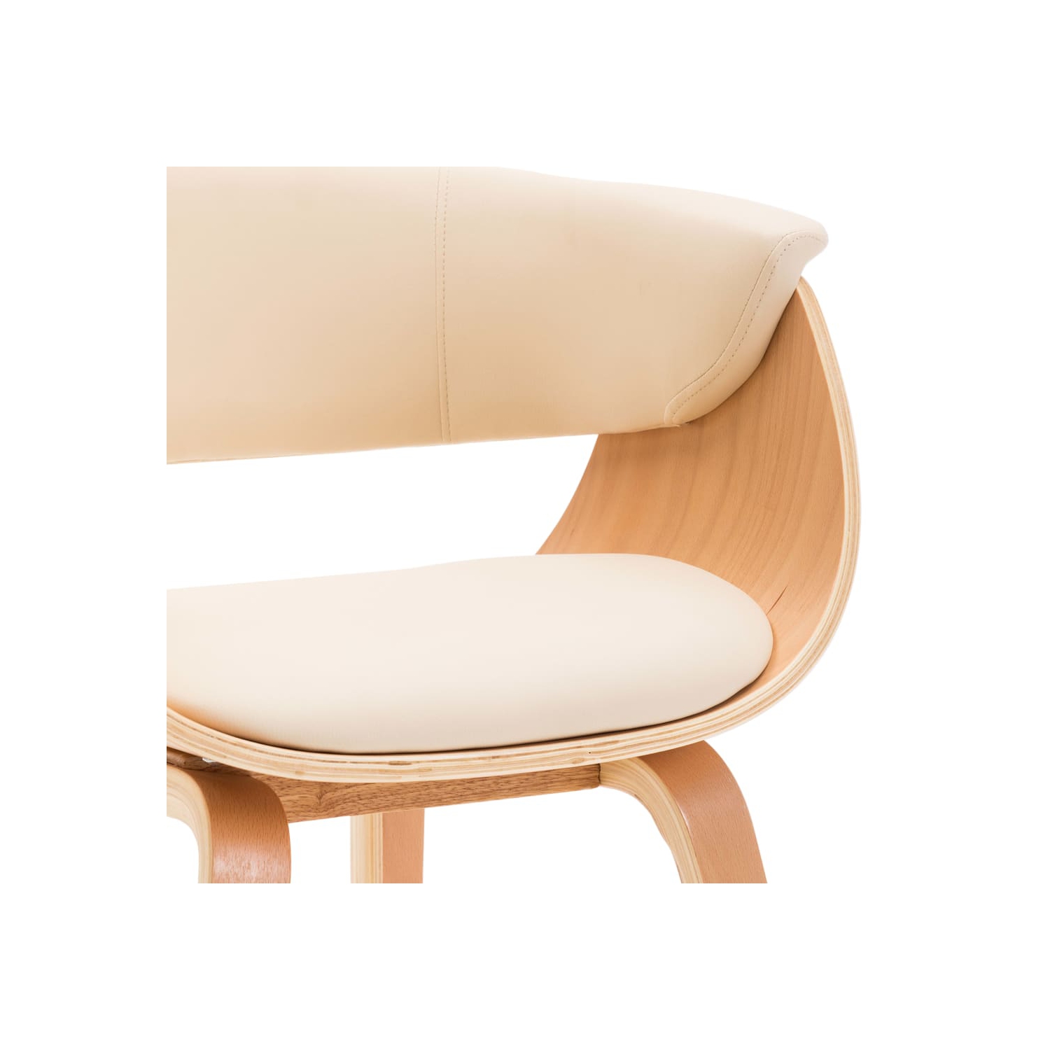 Chaise de salle à manger en bois courbé crème et en similicuir VidaXL