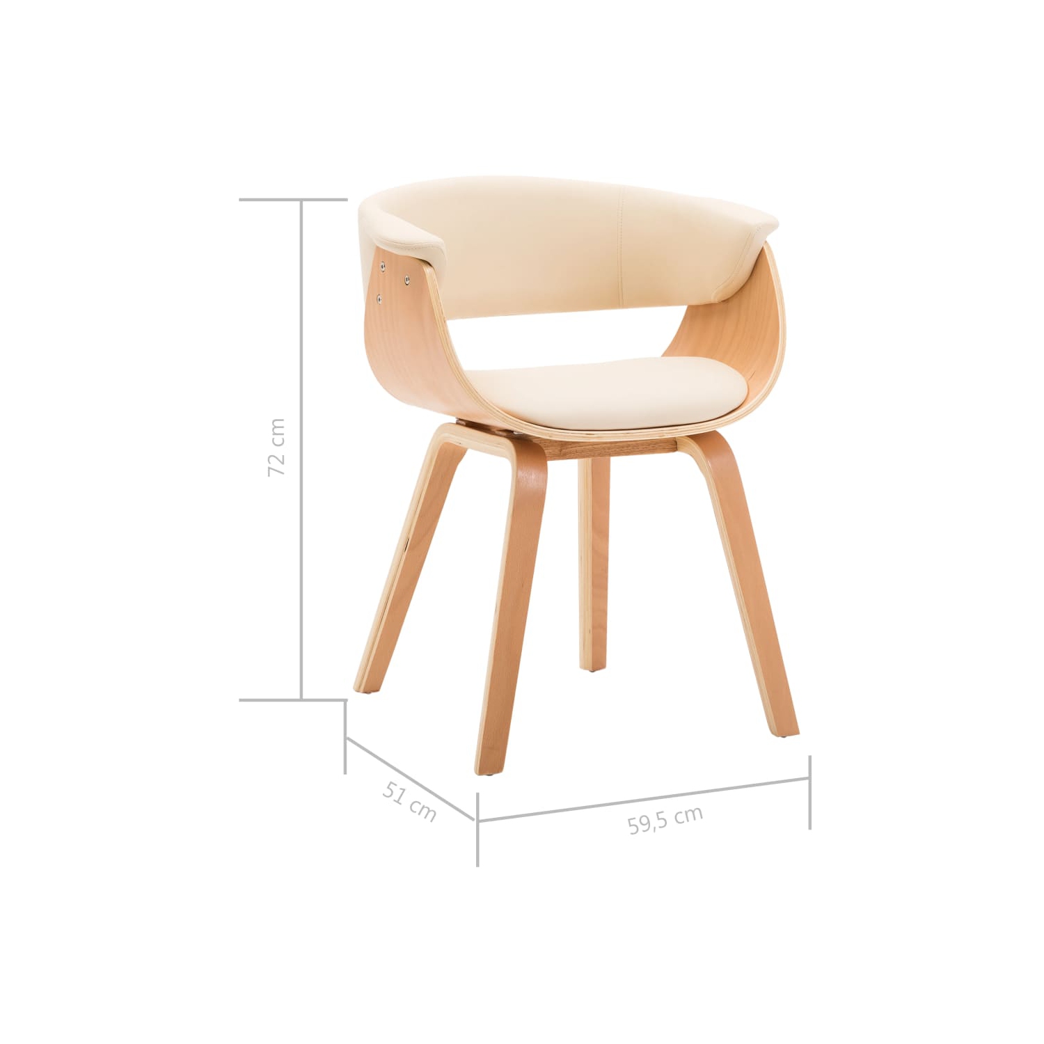 Chaise de salle à manger en bois courbé crème et en similicuir VidaXL