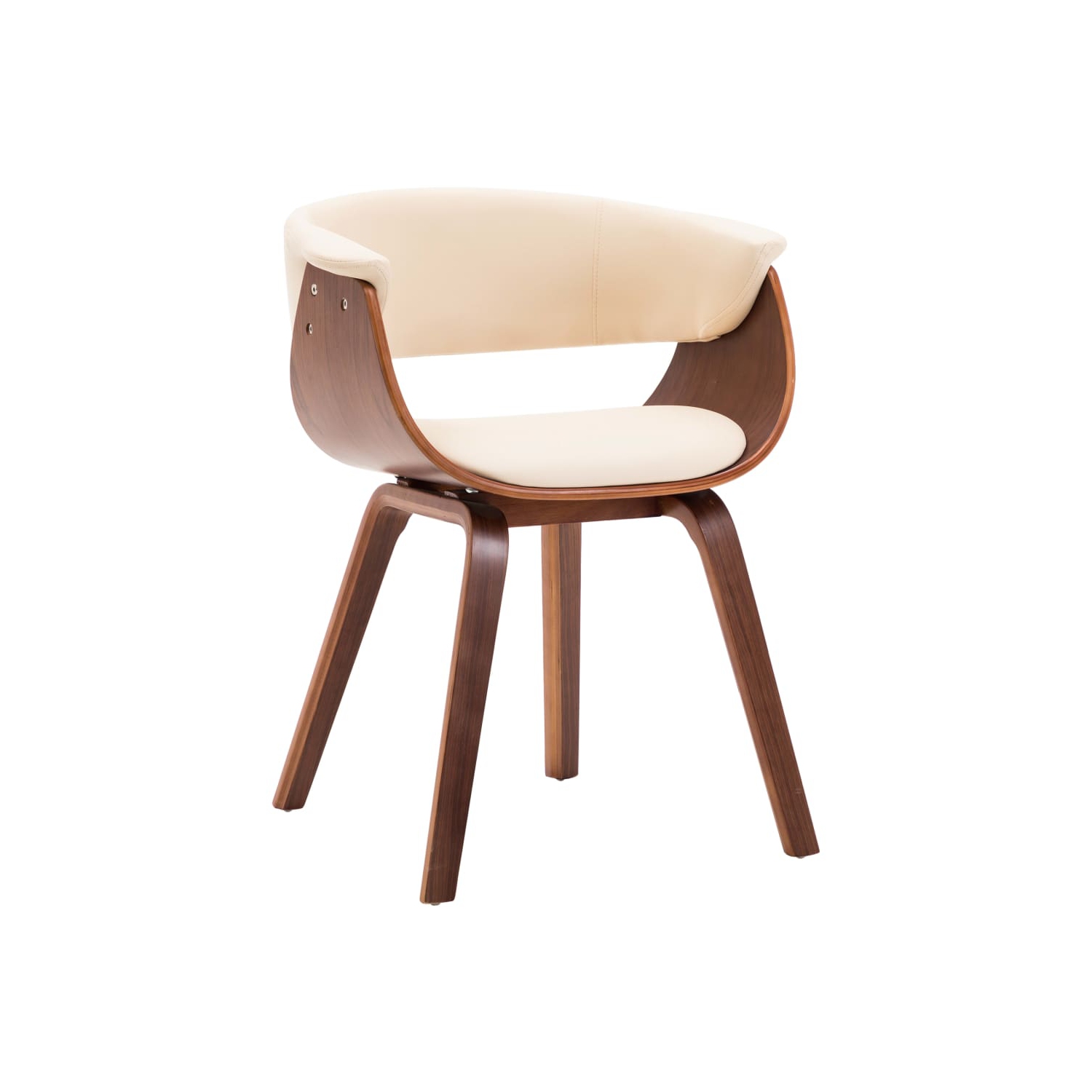 Chaise de salle à manger en bois courbé crème et en similicuir VidaXL