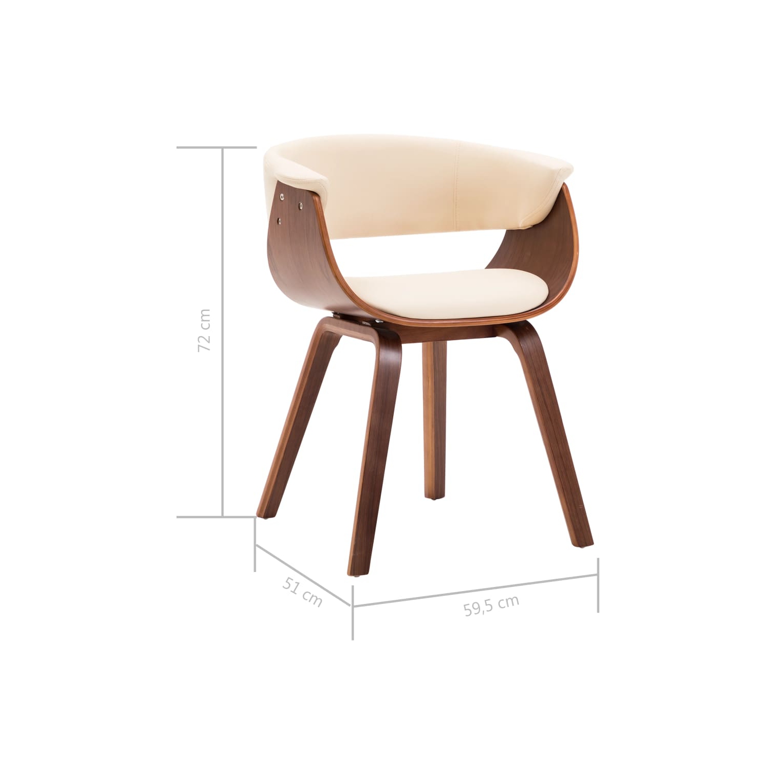 Chaise de salle à manger en bois courbé crème et en similicuir VidaXL
