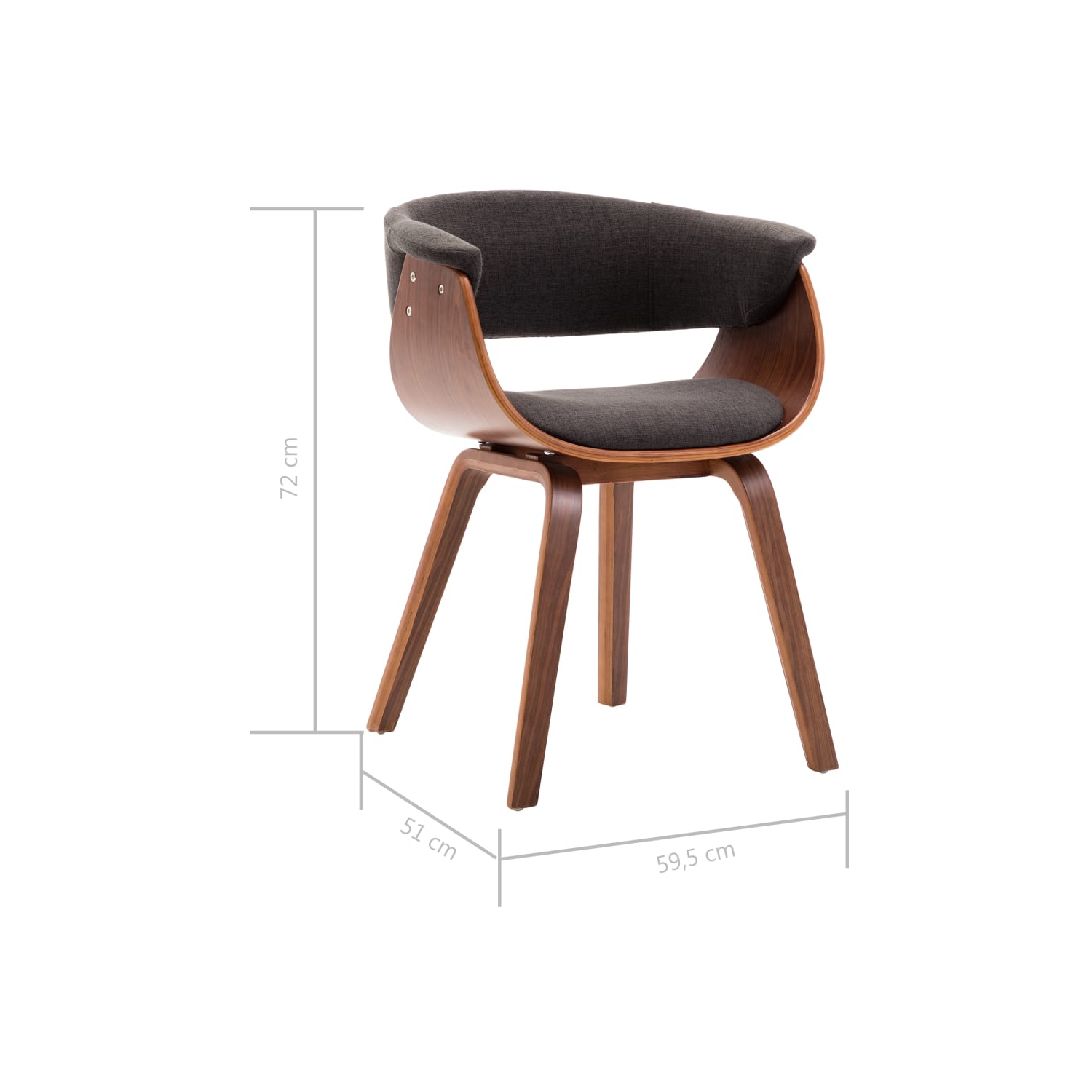 vidaXL Dining Chair Grey Bent Wood and Fabric