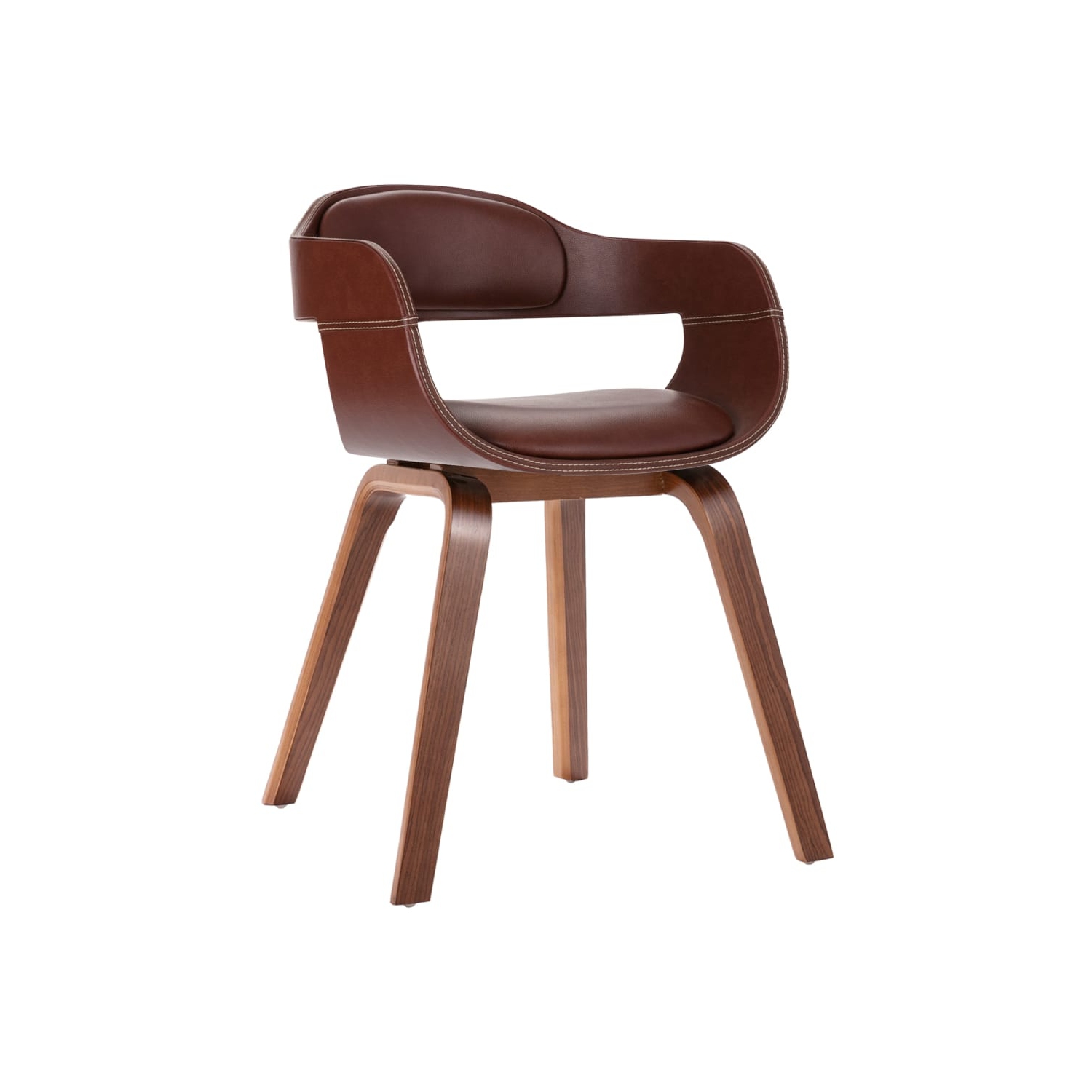 vidaXL Dining Chair Brown Bentwood and Faux Leather