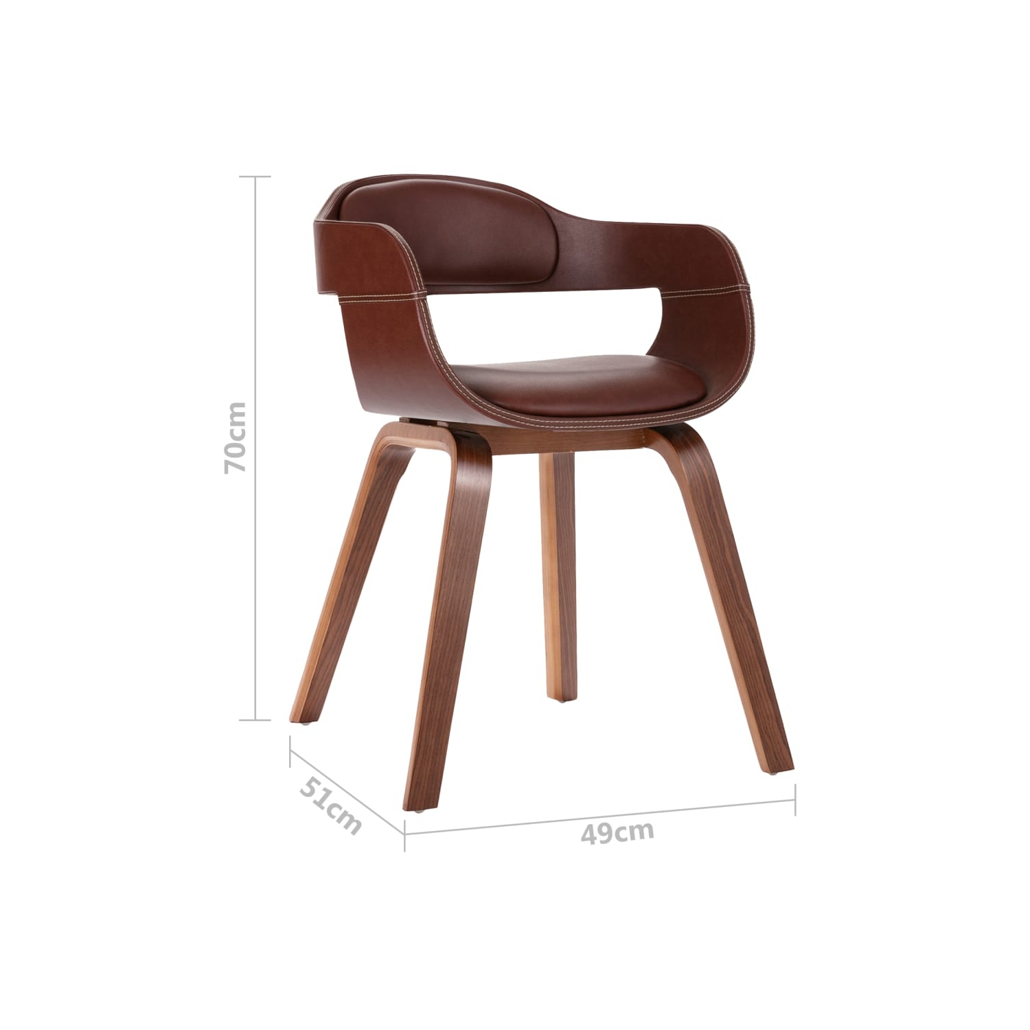 vidaXL Dining Chair Brown Bentwood and Faux Leather