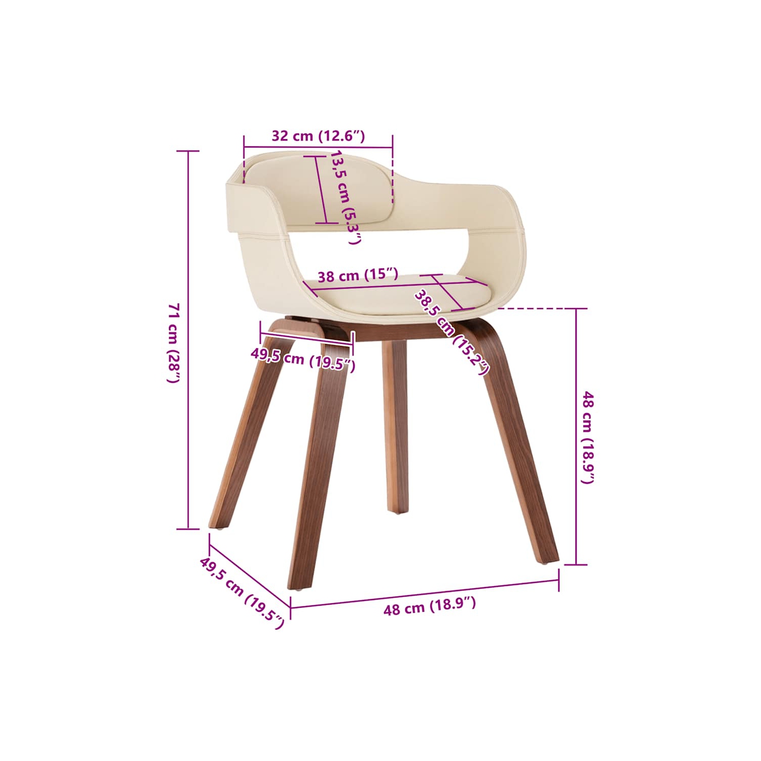 vidaXL Dining Chair White Bentwood and Faux Leather