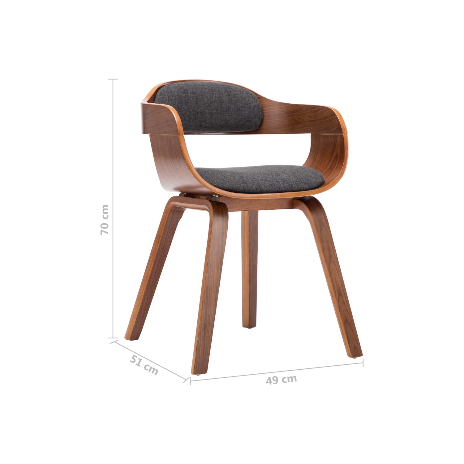 vidaXL Dining Chair Dark Grey Fabric and Bentwood