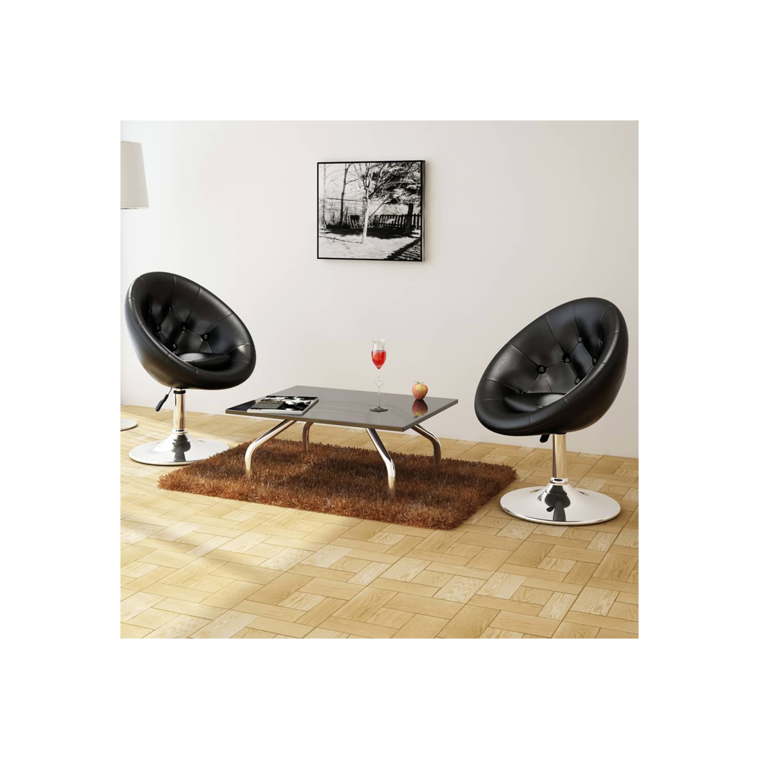 Tabourets de bar 2 pièces en similicuir noir vidaXL