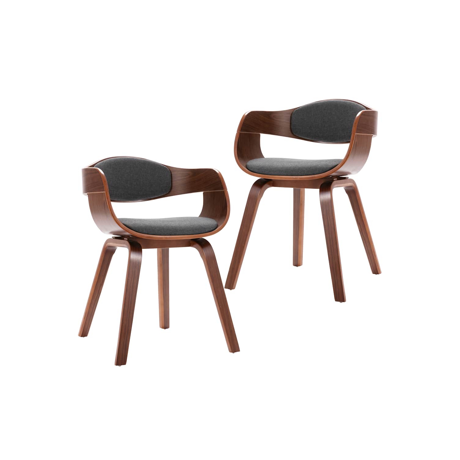 vidaXL Dining Chairs 2 pcs Bent Wood and Grey Fabric