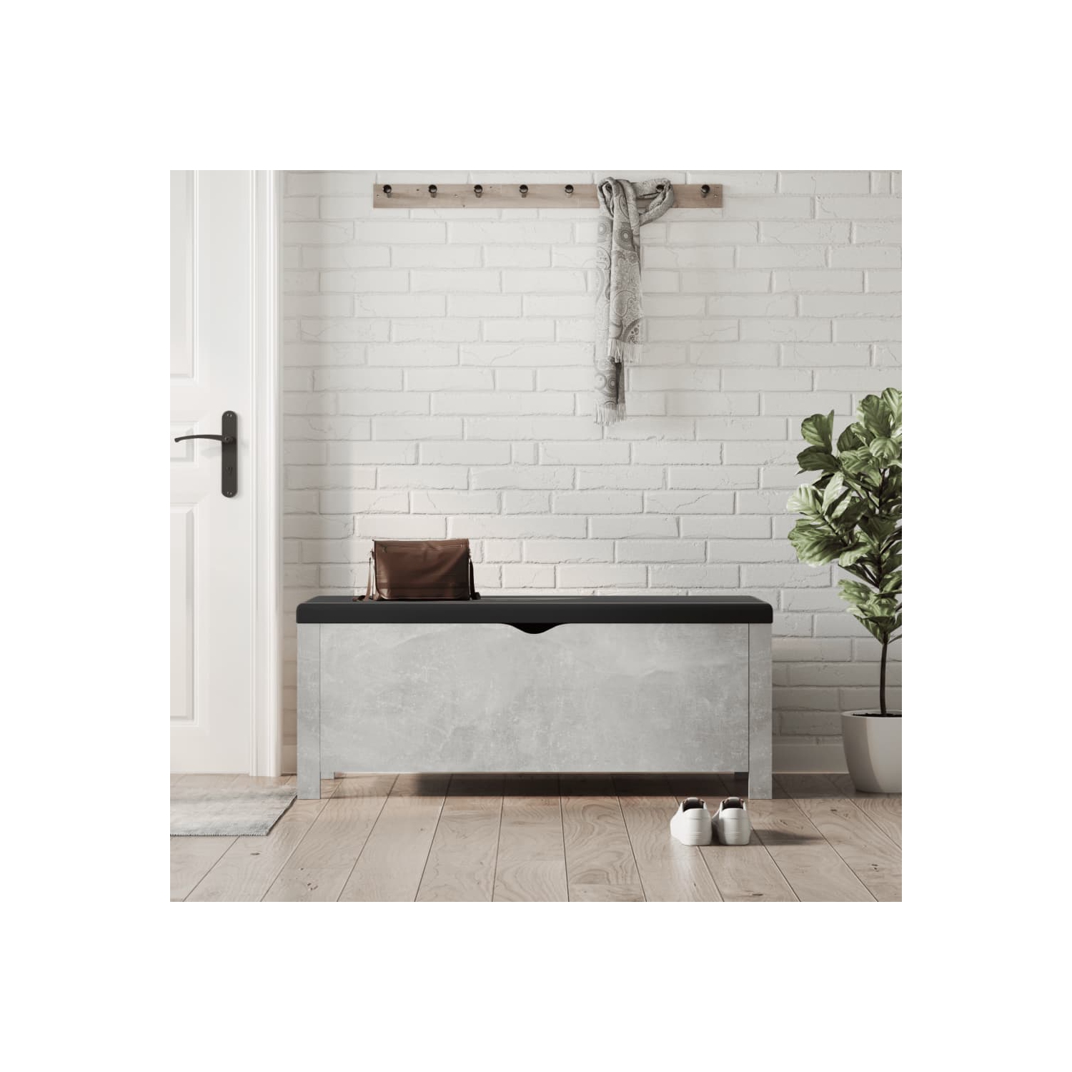 Boîte de rangement vidaXL avec coussin gris béton 105x40 x 45&nbsp;cm