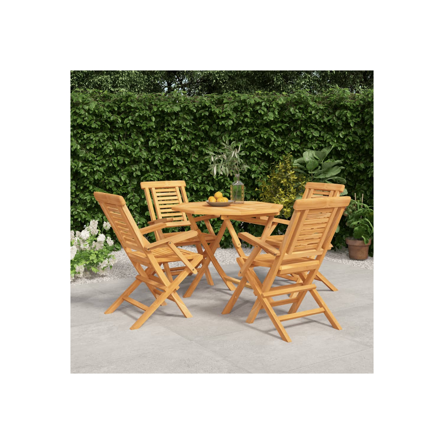 vidaXL 5 Piece Garden Dining Set Solid Wood Teak