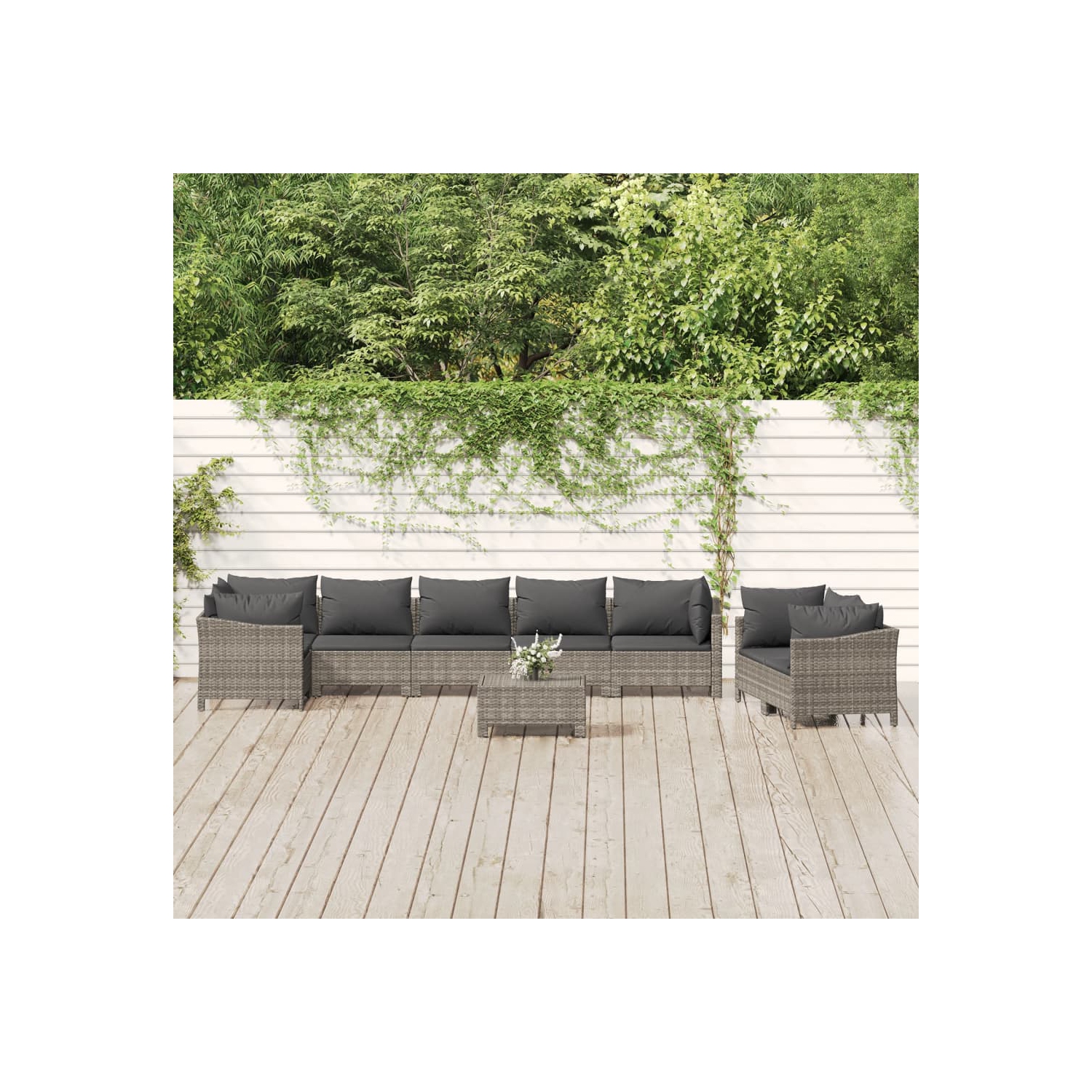 Ensemble de salon de jardin de 9 pièces avec coussins en poly rotin gris de vidaXL
