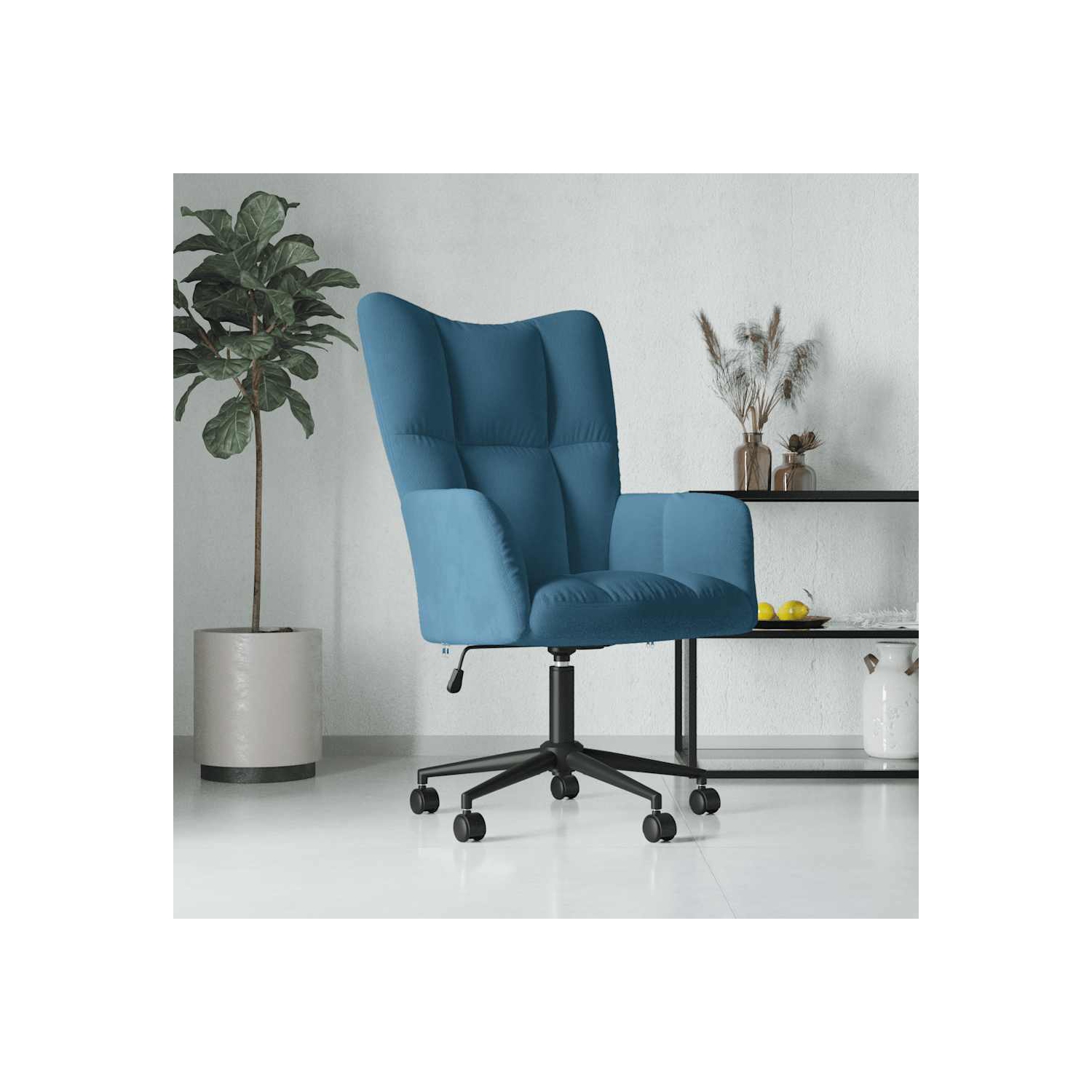 vidaXL Relaxing Chair Blue Velvet