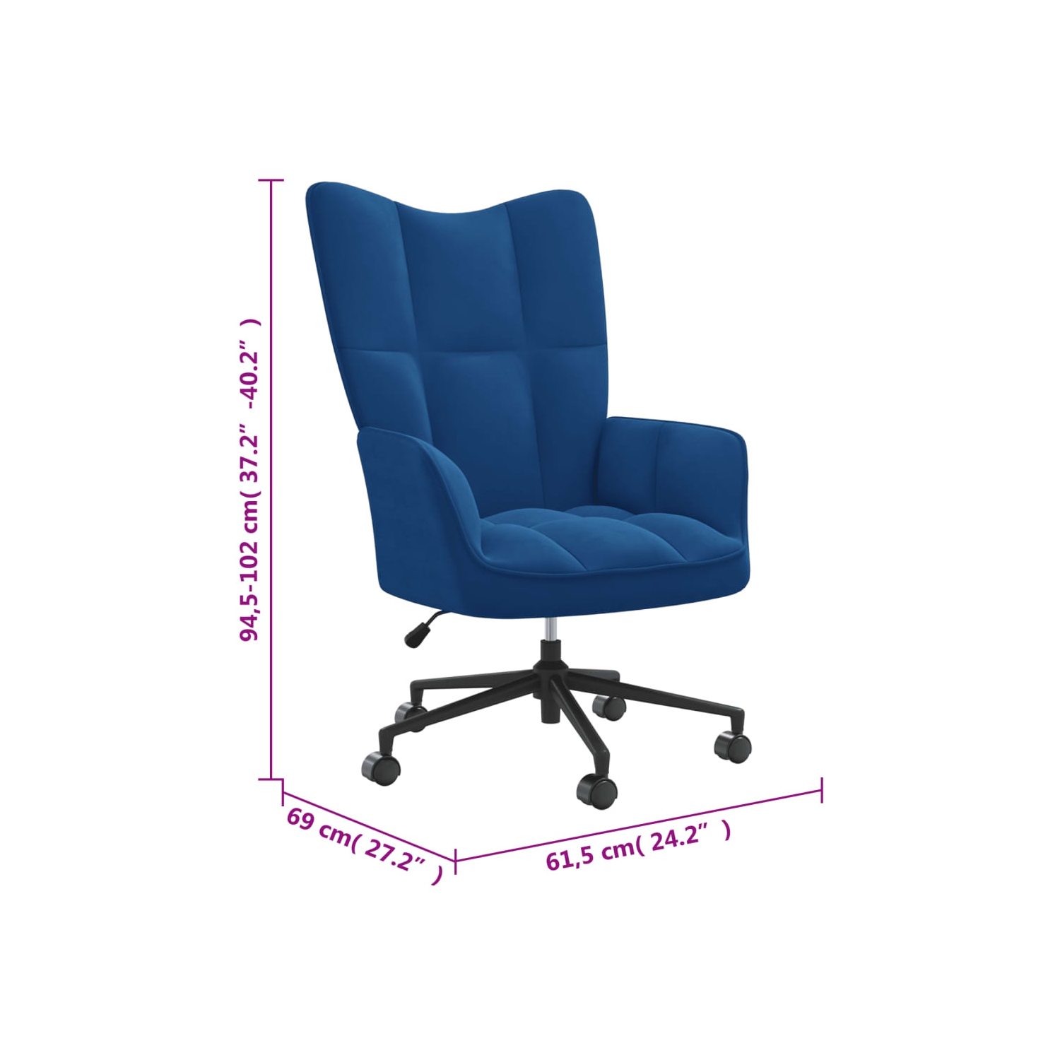 vidaXL Relaxing Chair Blue Velvet