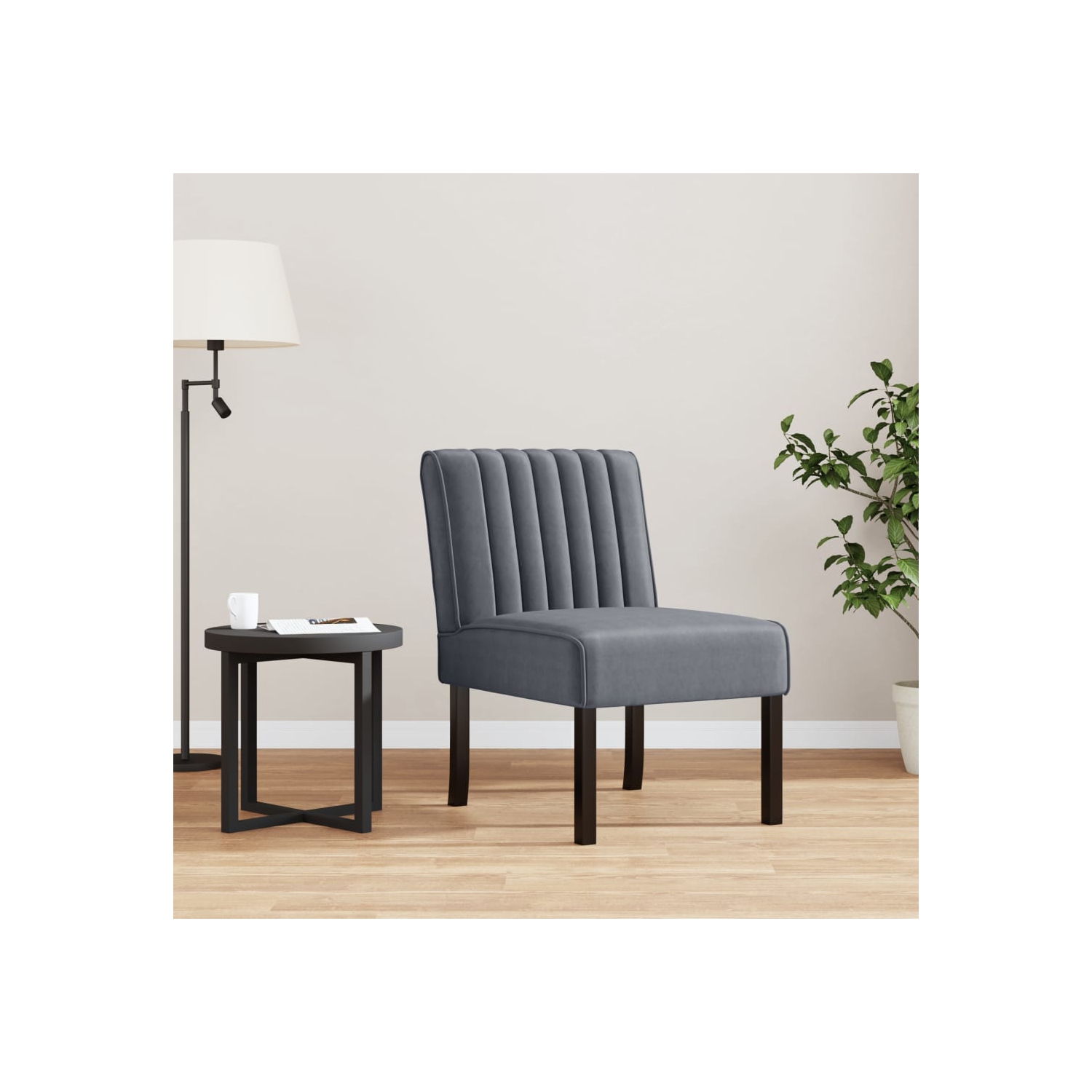 vidaXL Slipper Chair Dark Grey Velvet