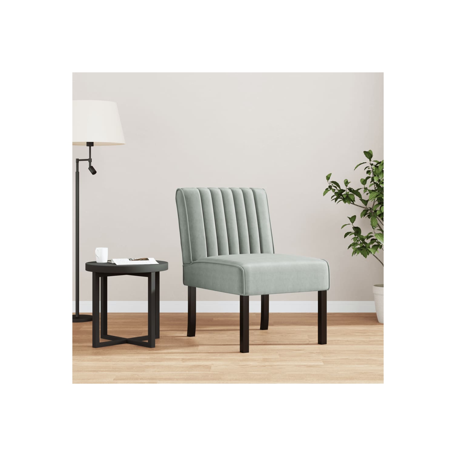 vidaXL Slipper Chair Light Grey Velvet