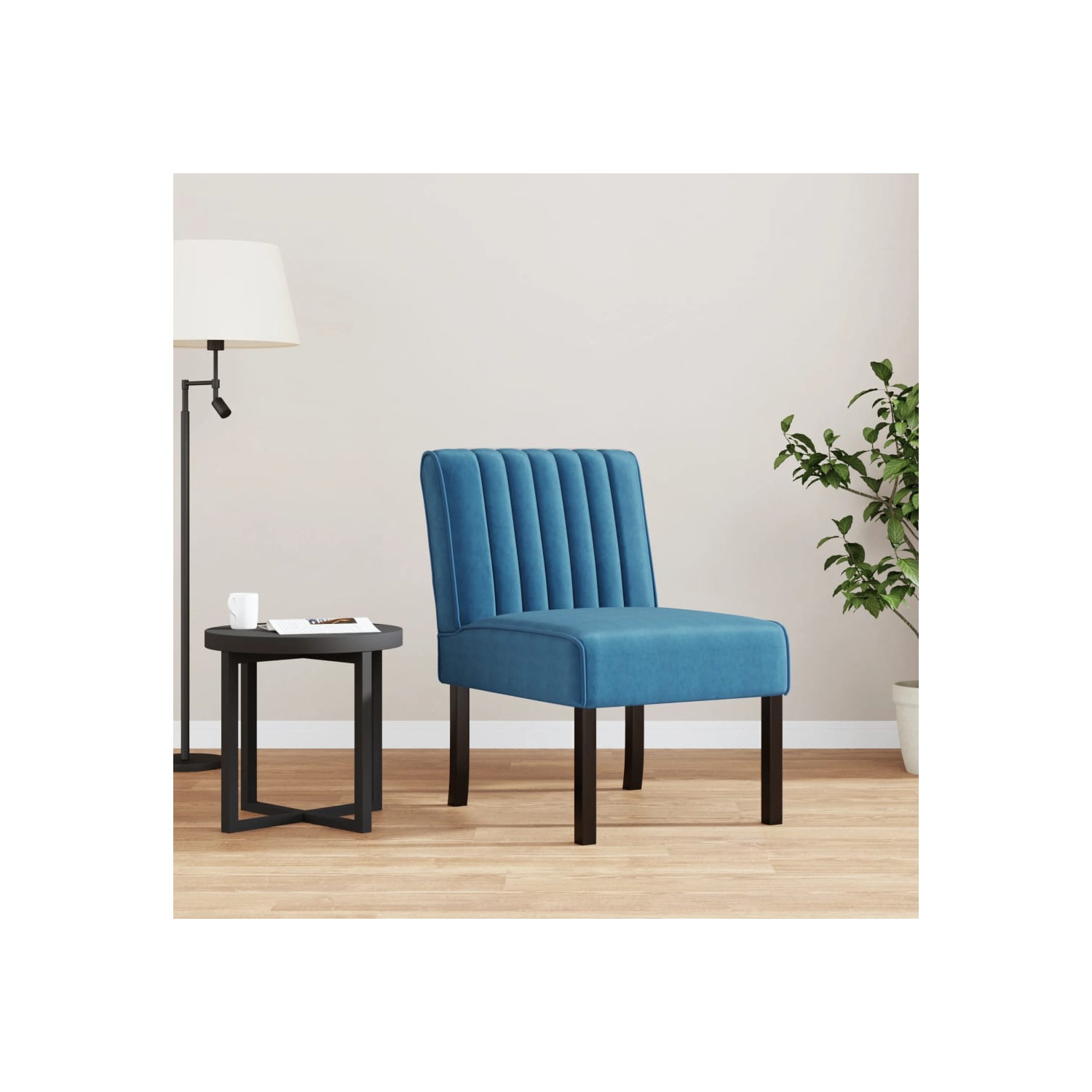 vidaXL Slipper Chair Blue Velvet