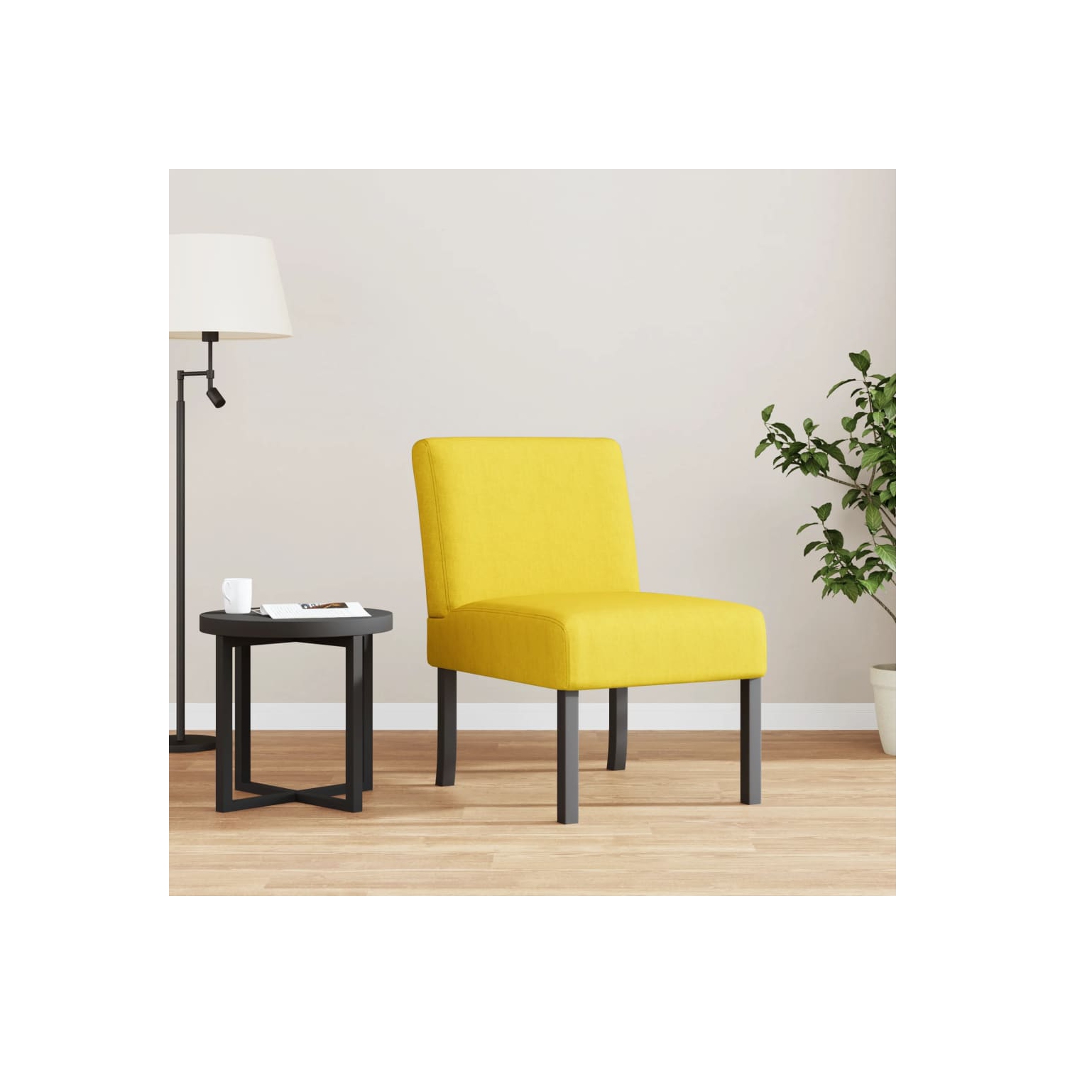 vidaXL Slipper Chair Light Yellow Fabric