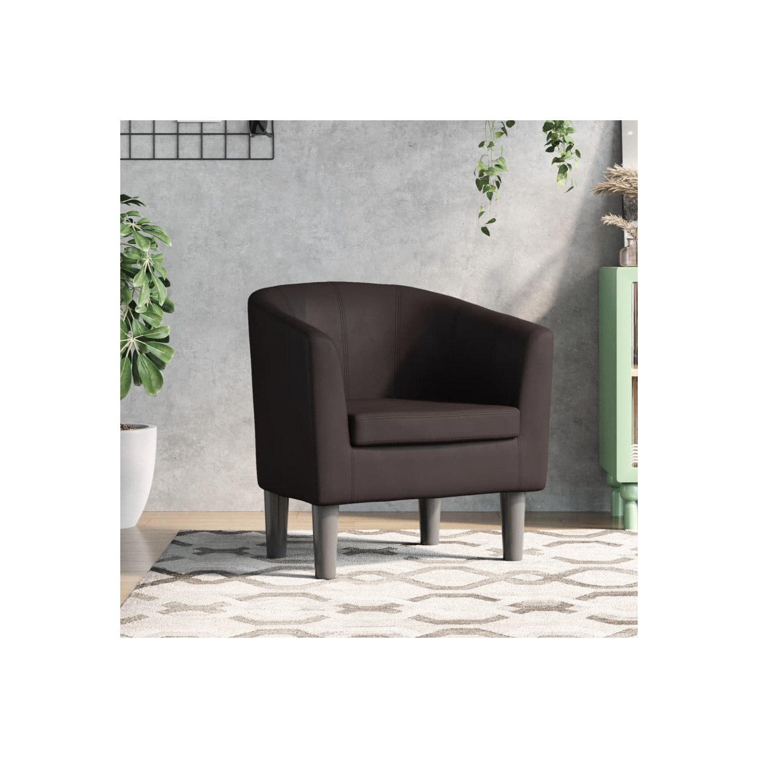 Fauteuil crapaud en similicuir brun vidaXL