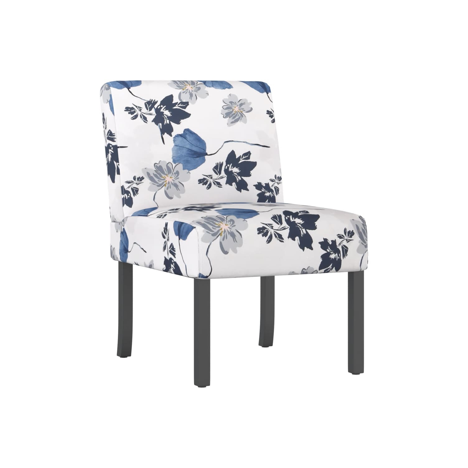 vidaXL Slipper Chair Blue Flower Fabric