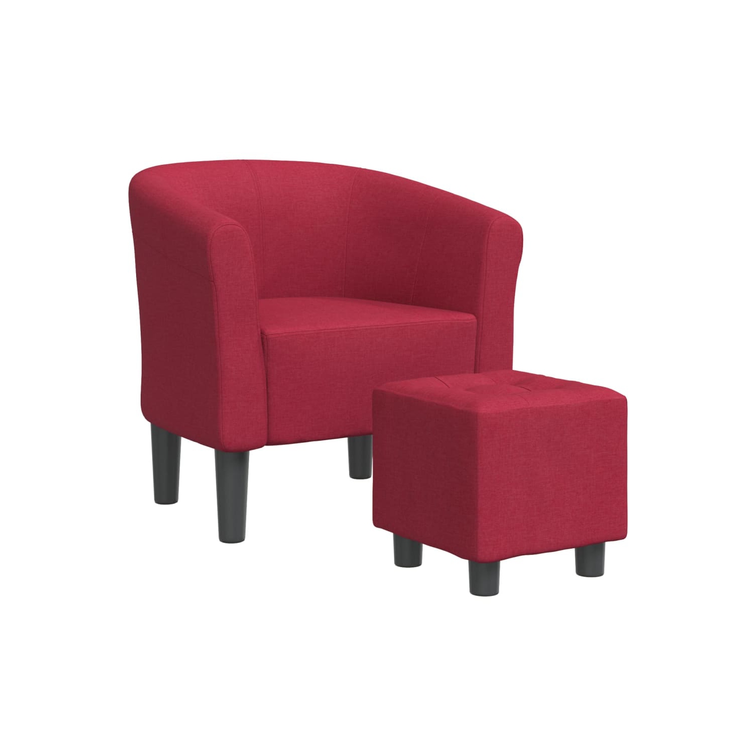 vidaXL Tub Chair with Footstool Wine Red Fabric