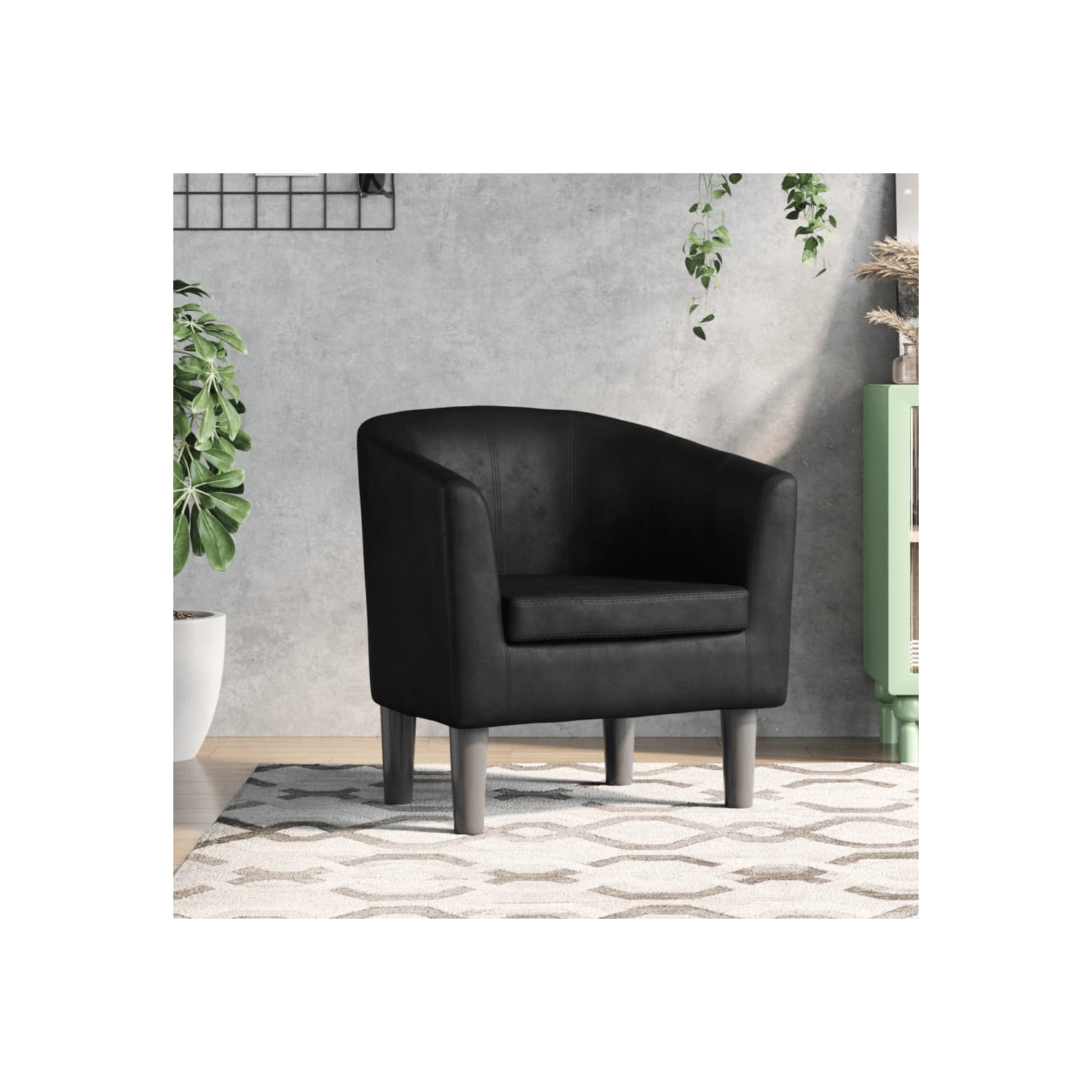 vidaXL Tub Chair Black Faux Leather