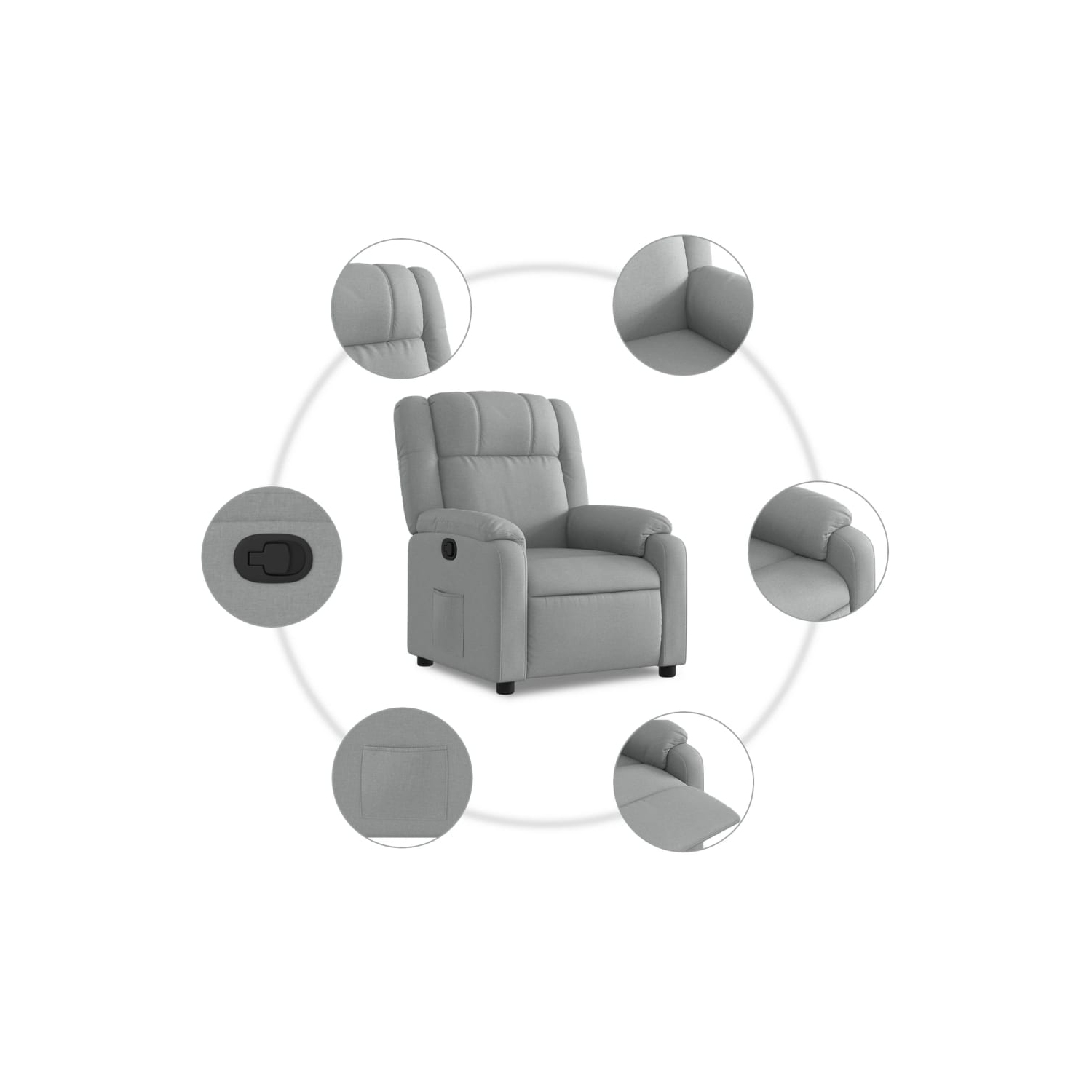 vidaXL Recliner Chair Light Grey Fabric