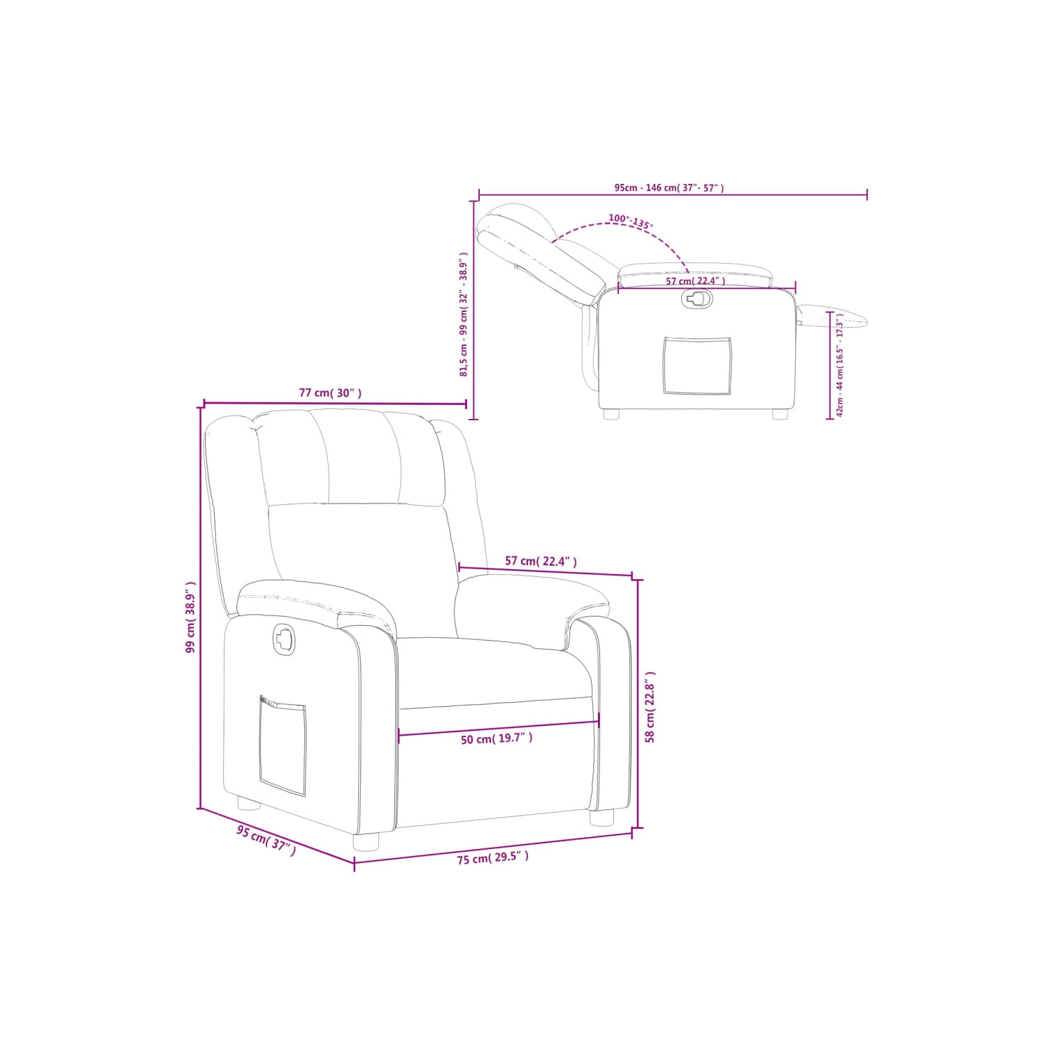 vidaXL Recliner Chair Light Grey Fabric