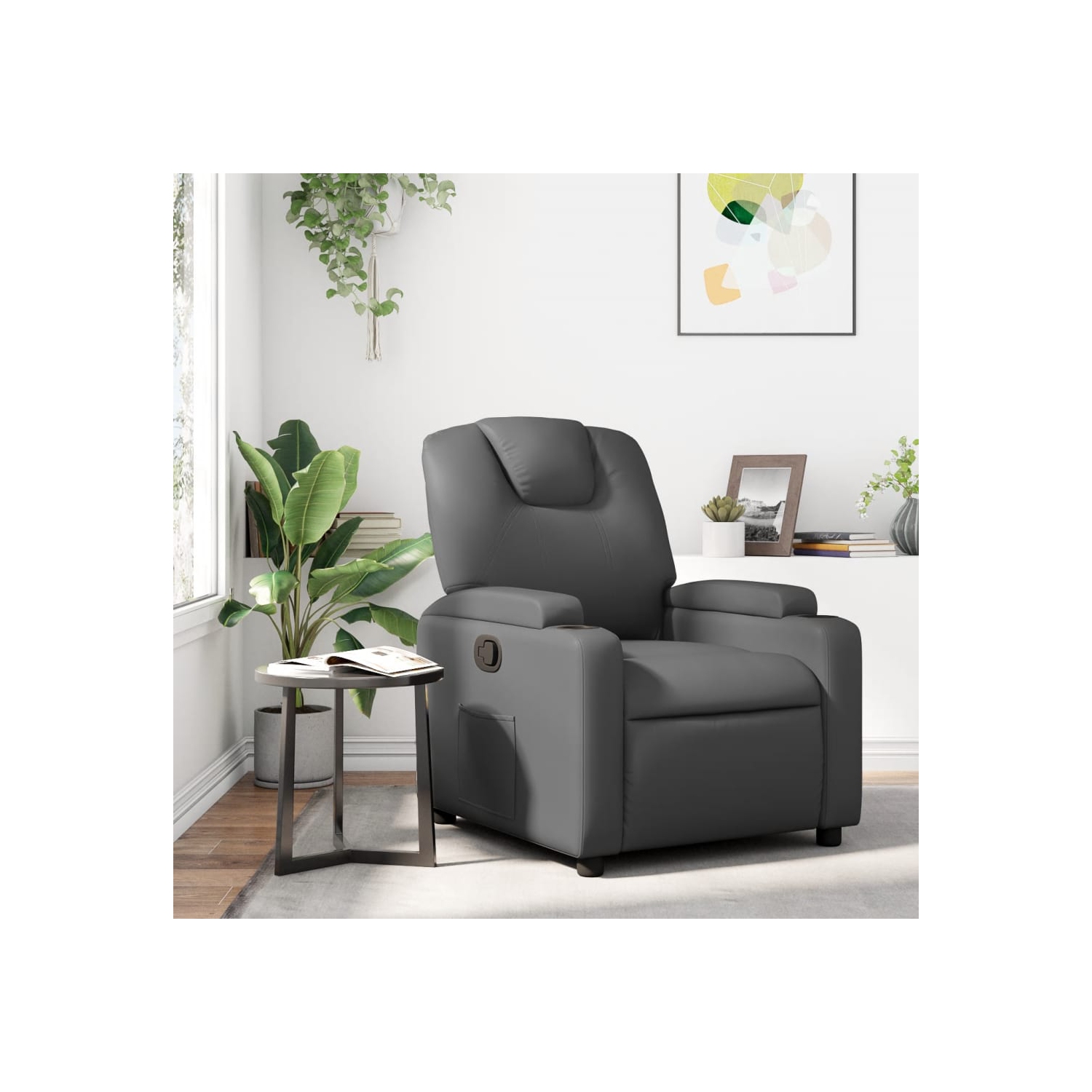 Fauteuil inclinable en similicuir gris vidaXL