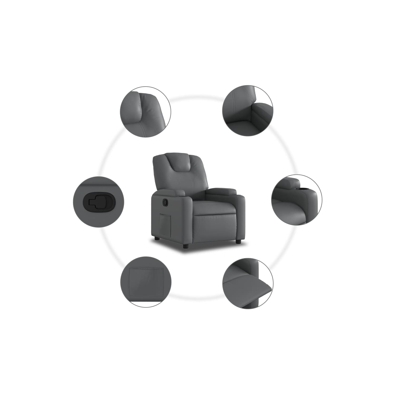 Fauteuil inclinable en similicuir gris vidaXL