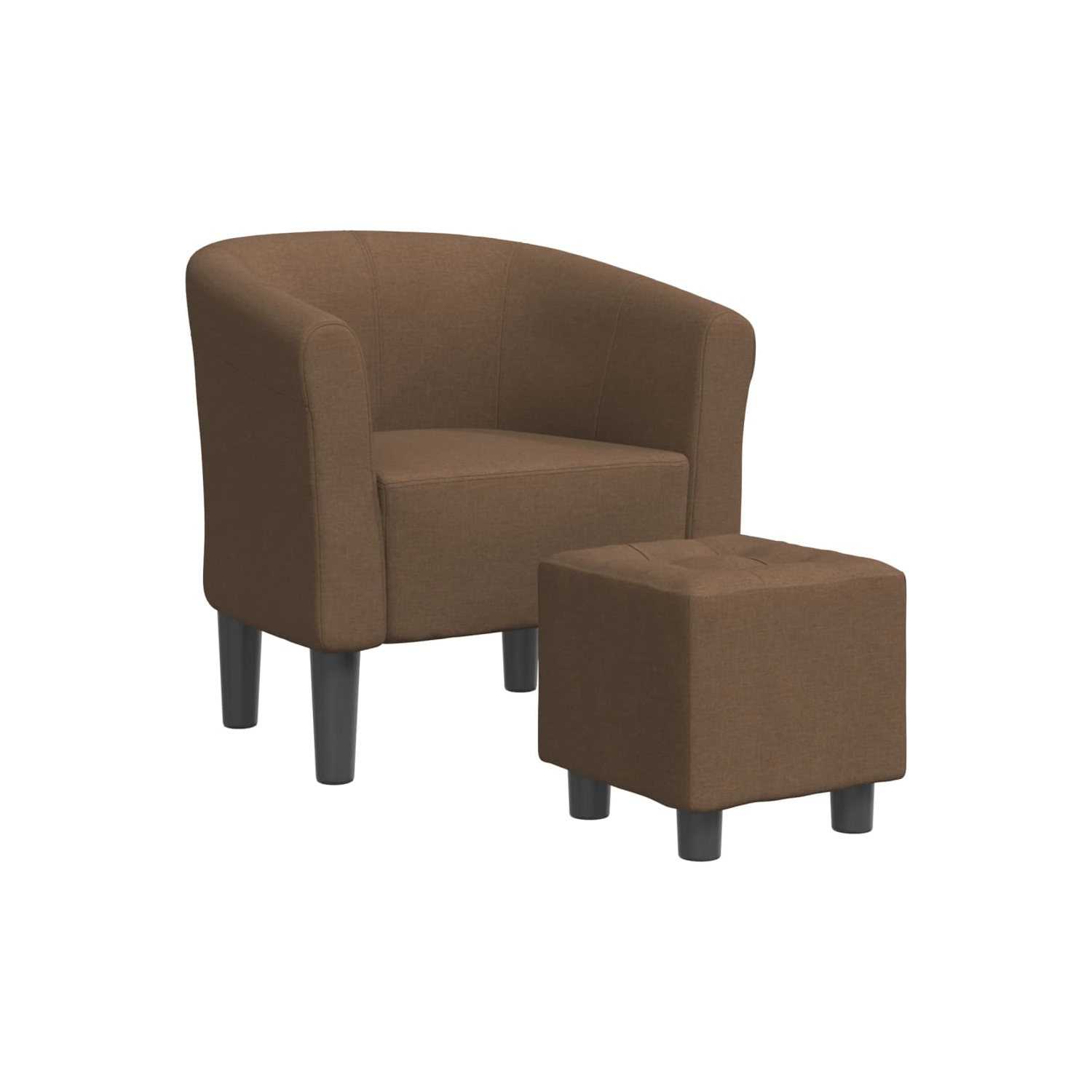 vidaXL Tub Chair with Footstool Brown Fabric
