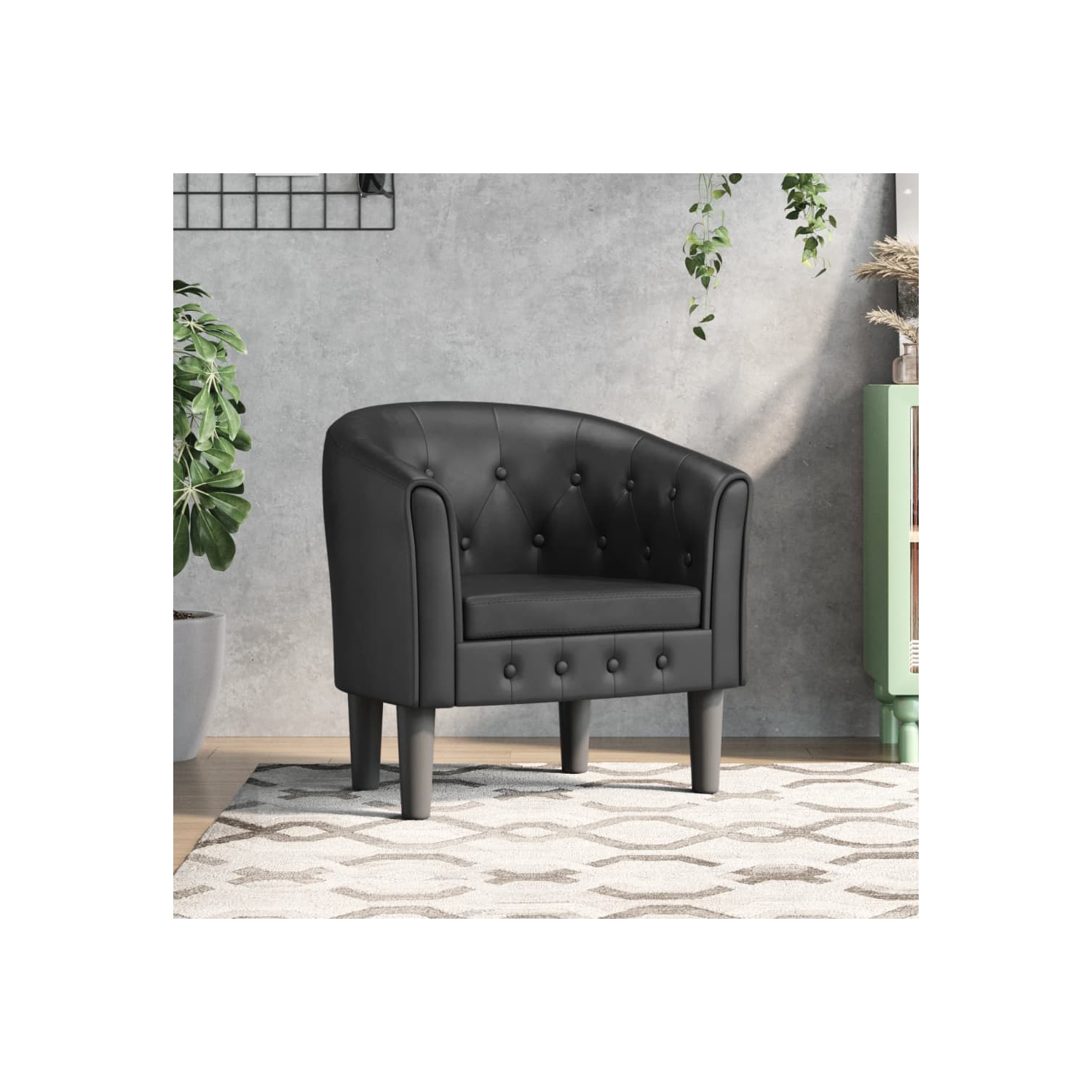 vidaXL Tub Chair Black Faux Leather