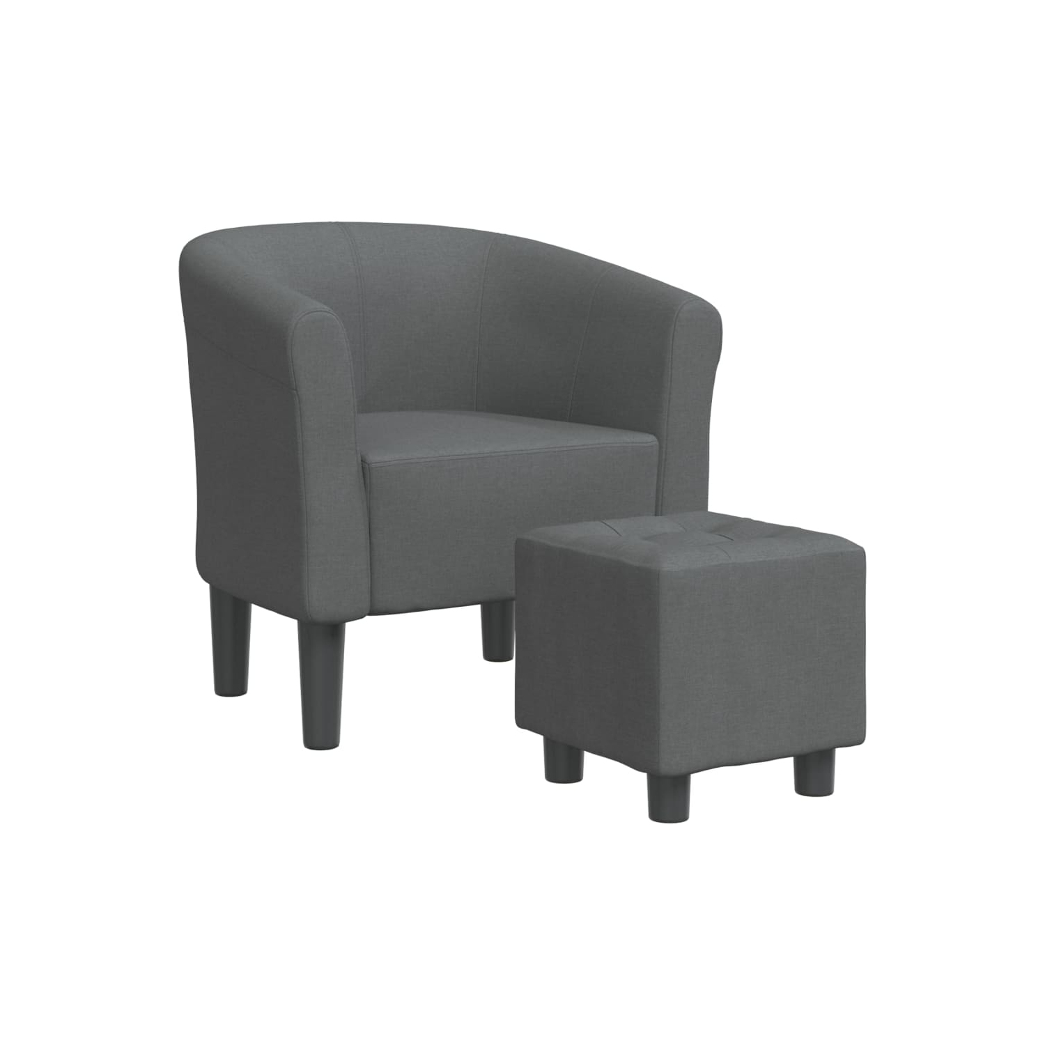 Fauteuil crapaud en tissu gris foncé avec repose-pieds vidaXL