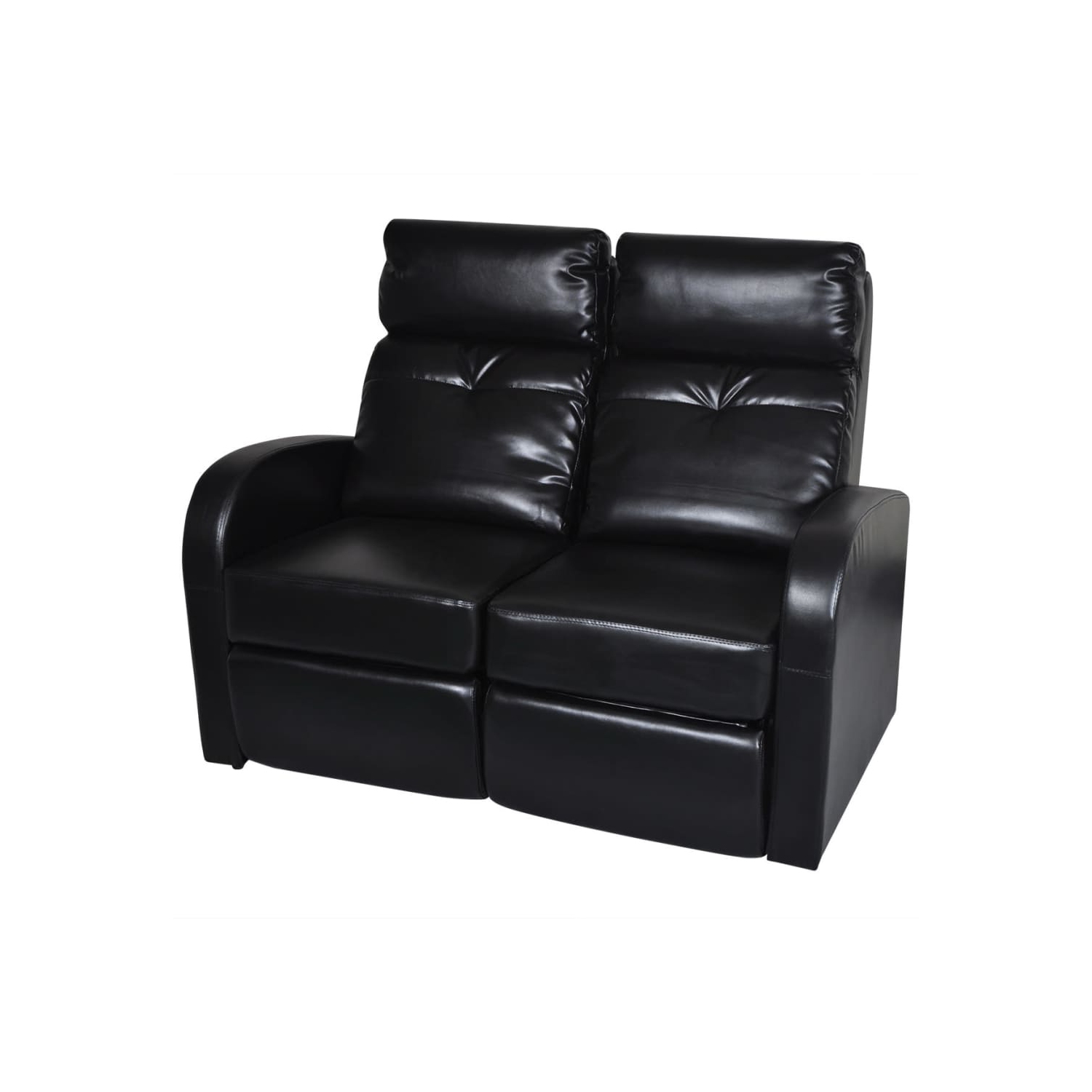vidaXL 2-Seater Home Theater Recliner Sofa Black Faux Leather
