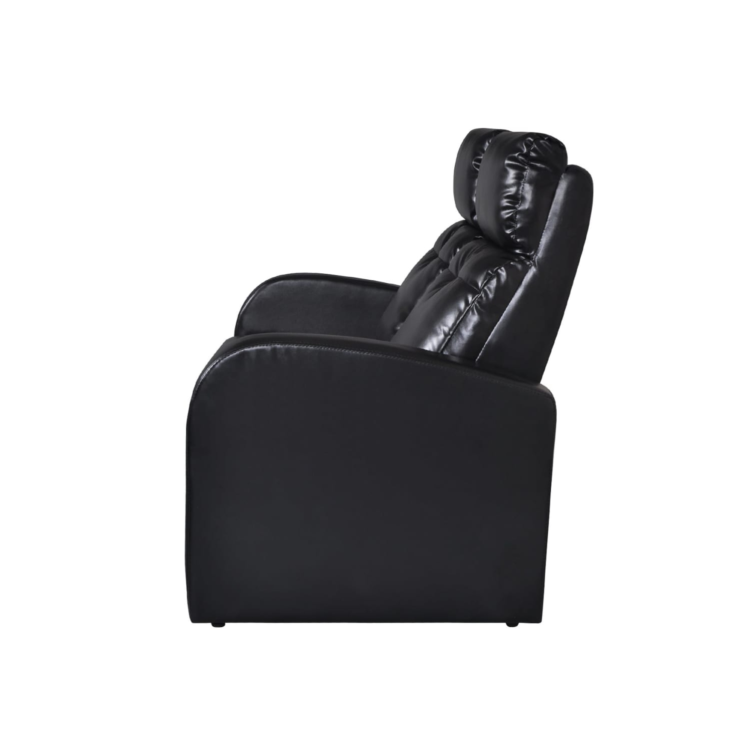 vidaXL 2-Seater Home Theater Recliner Sofa Black Faux Leather