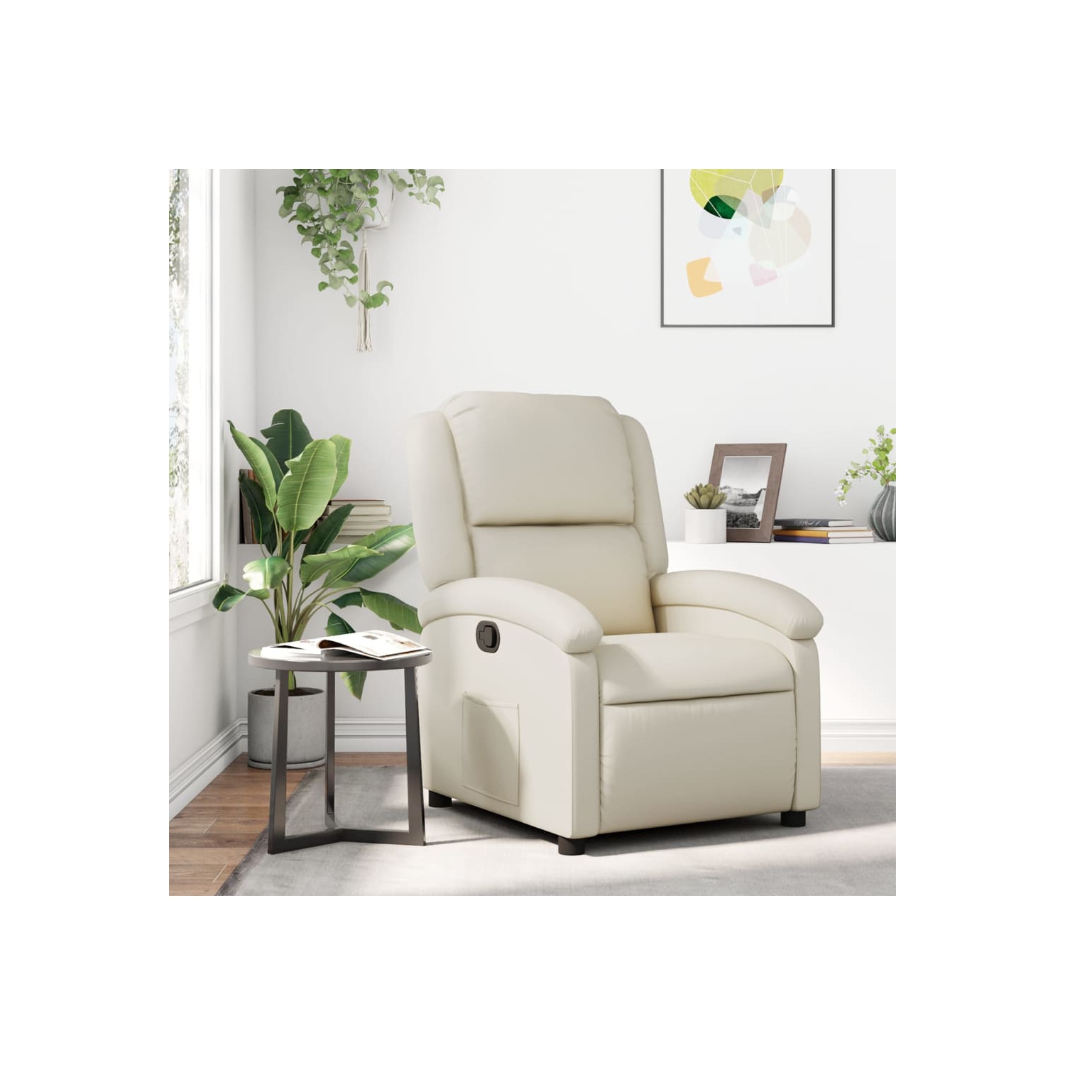 Fauteuil inclinable en similicuir crème vidaXL