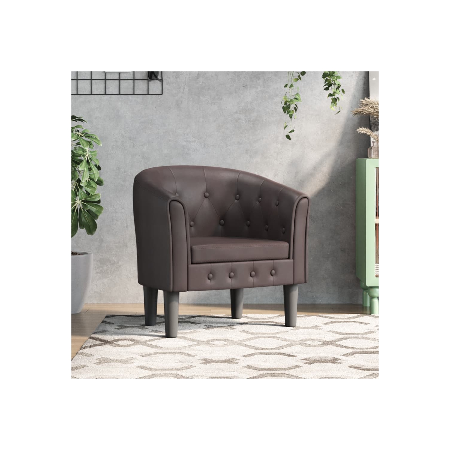vidaXL Tub Chair Brown Faux Leather
