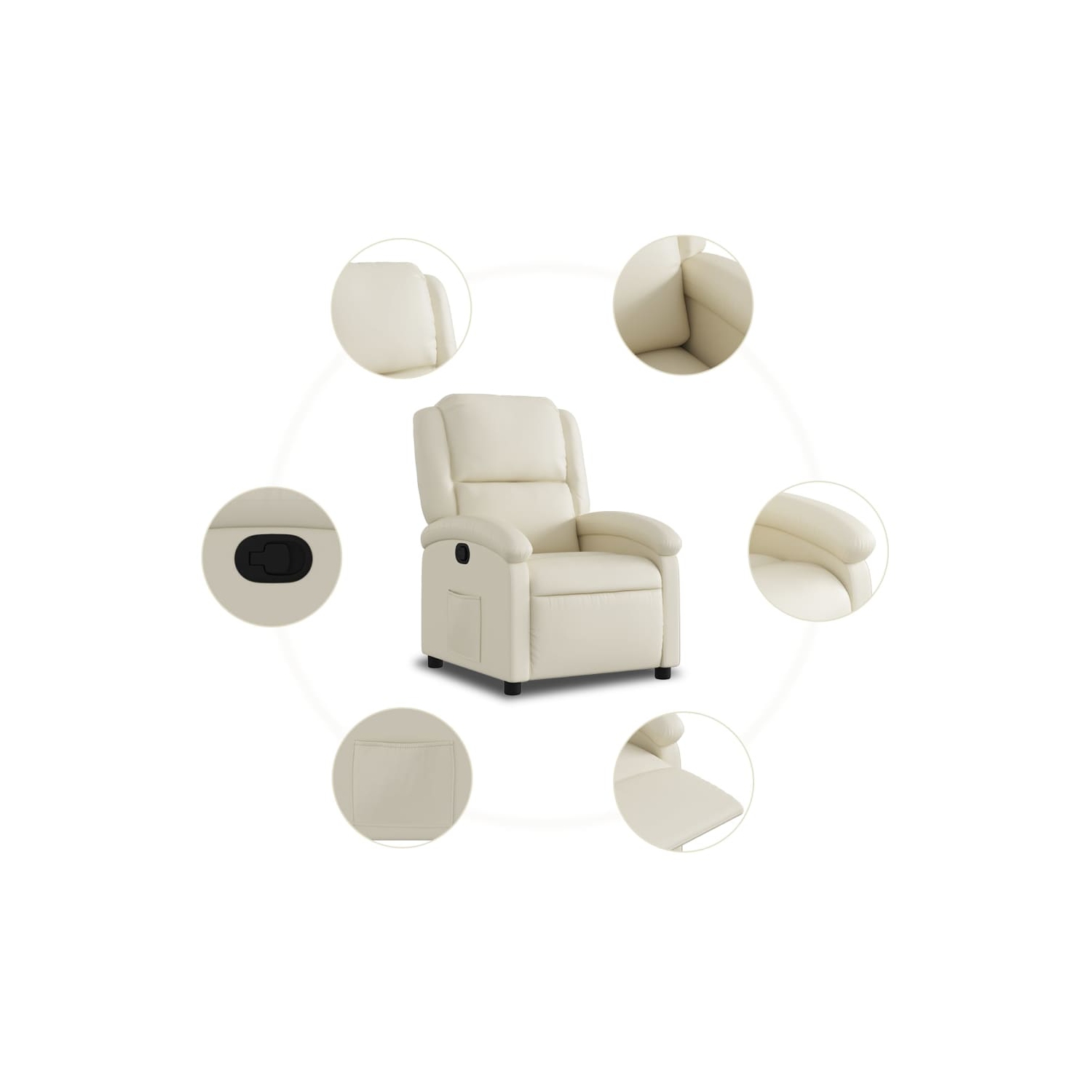 vidaXL Recliner Chair Cream Faux Leather