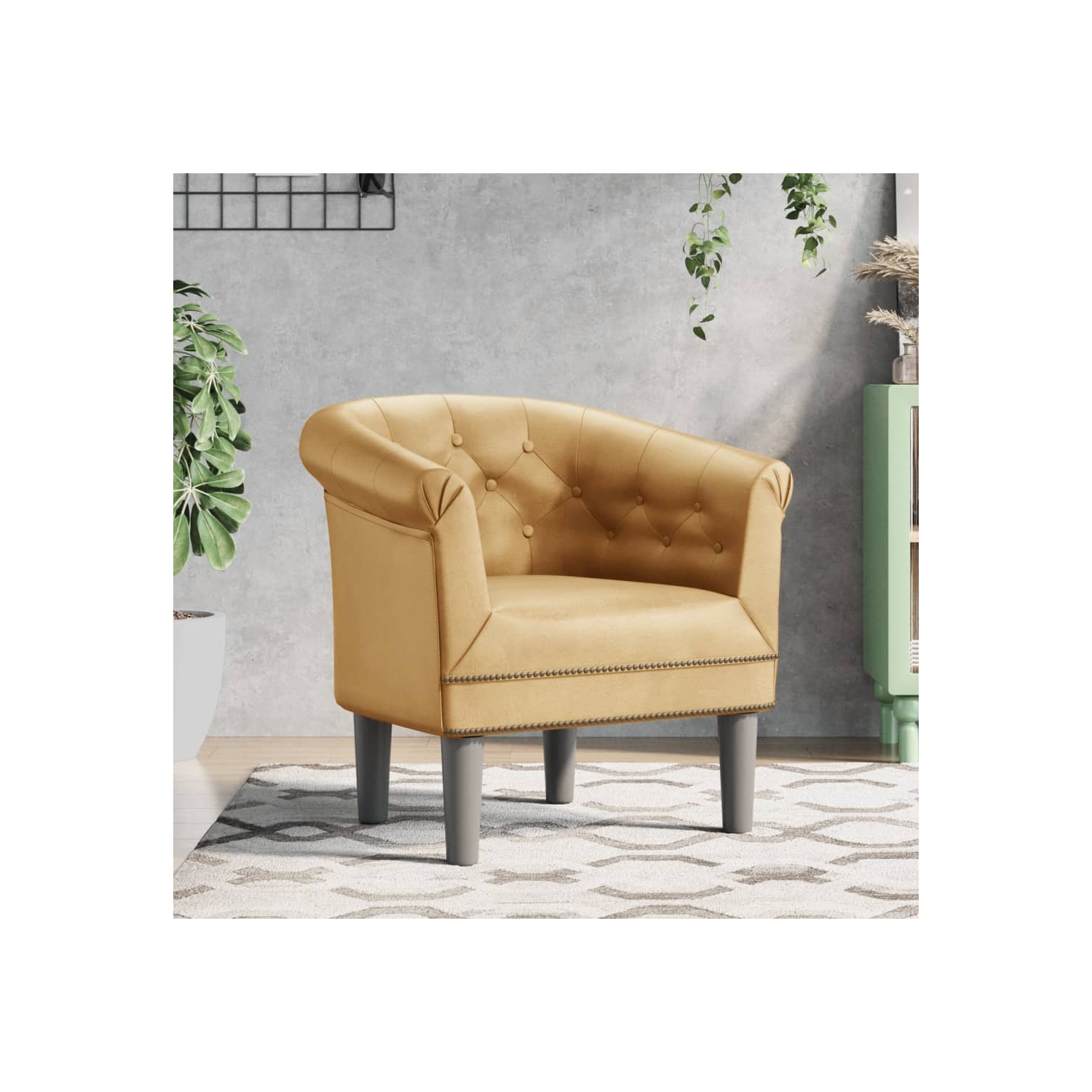 vidaXL Tub Chair Gold Faux Leather