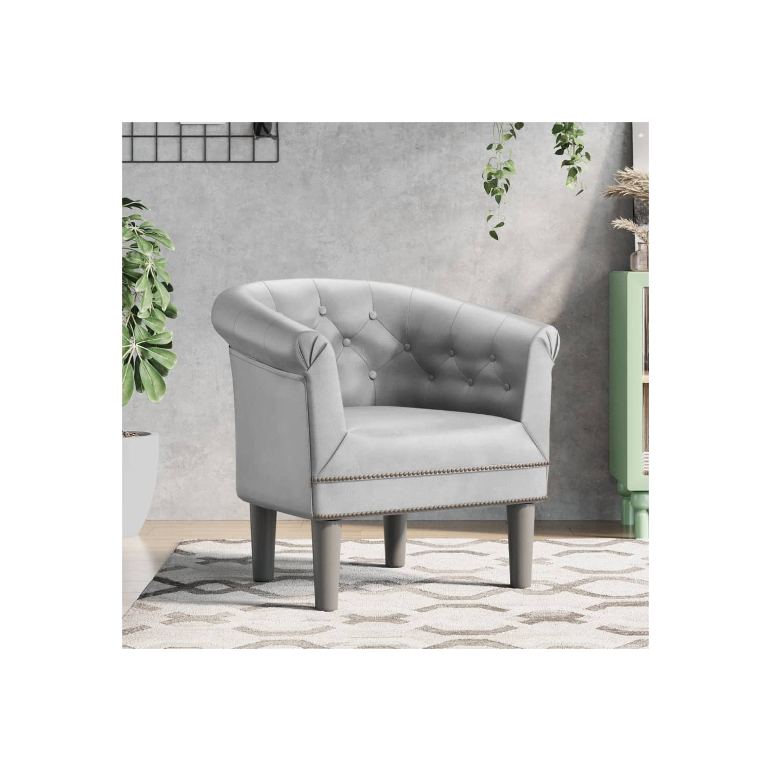 vidaXL Tub Chair Silver Faux Leather