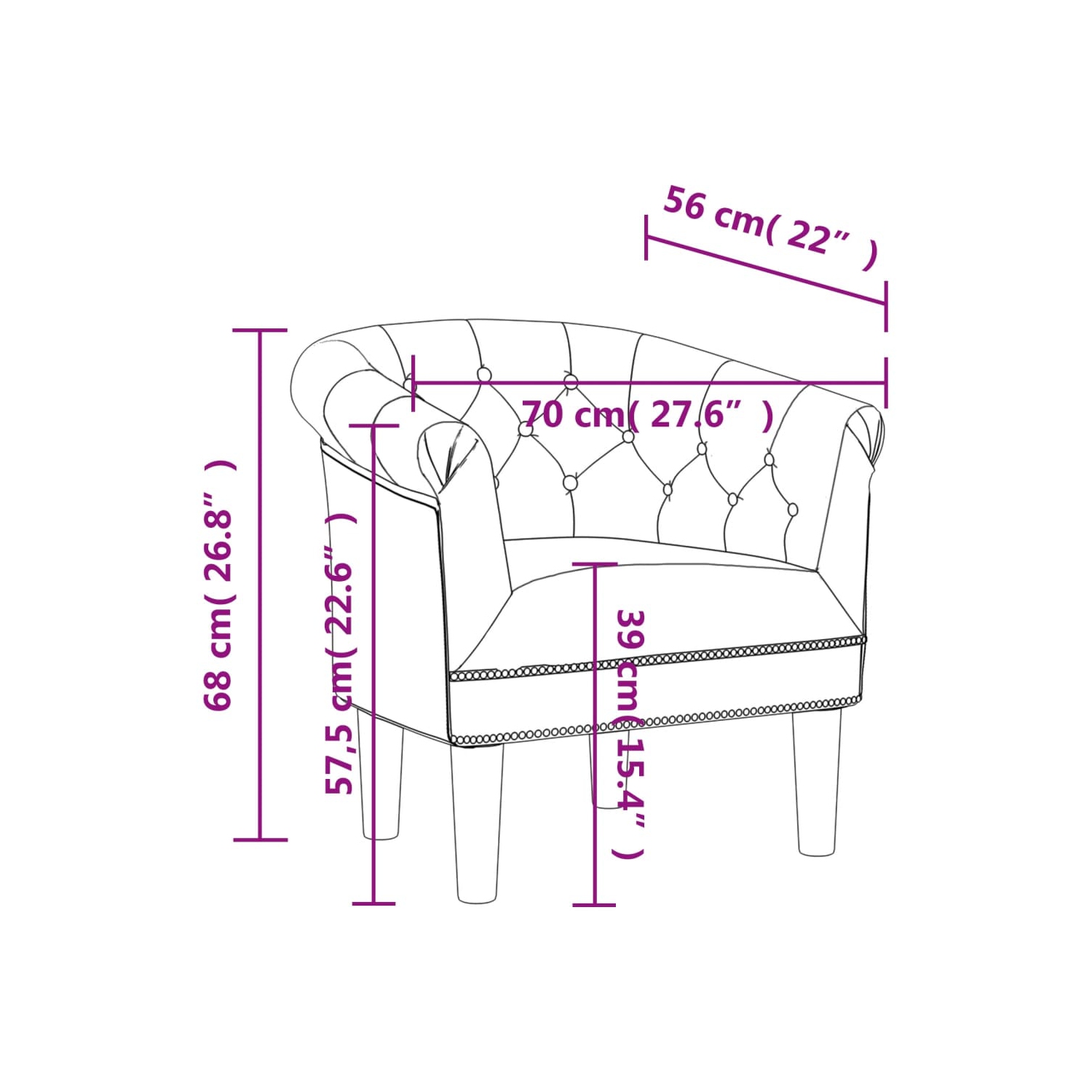 vidaXL Tub Chair Silver Faux Leather
