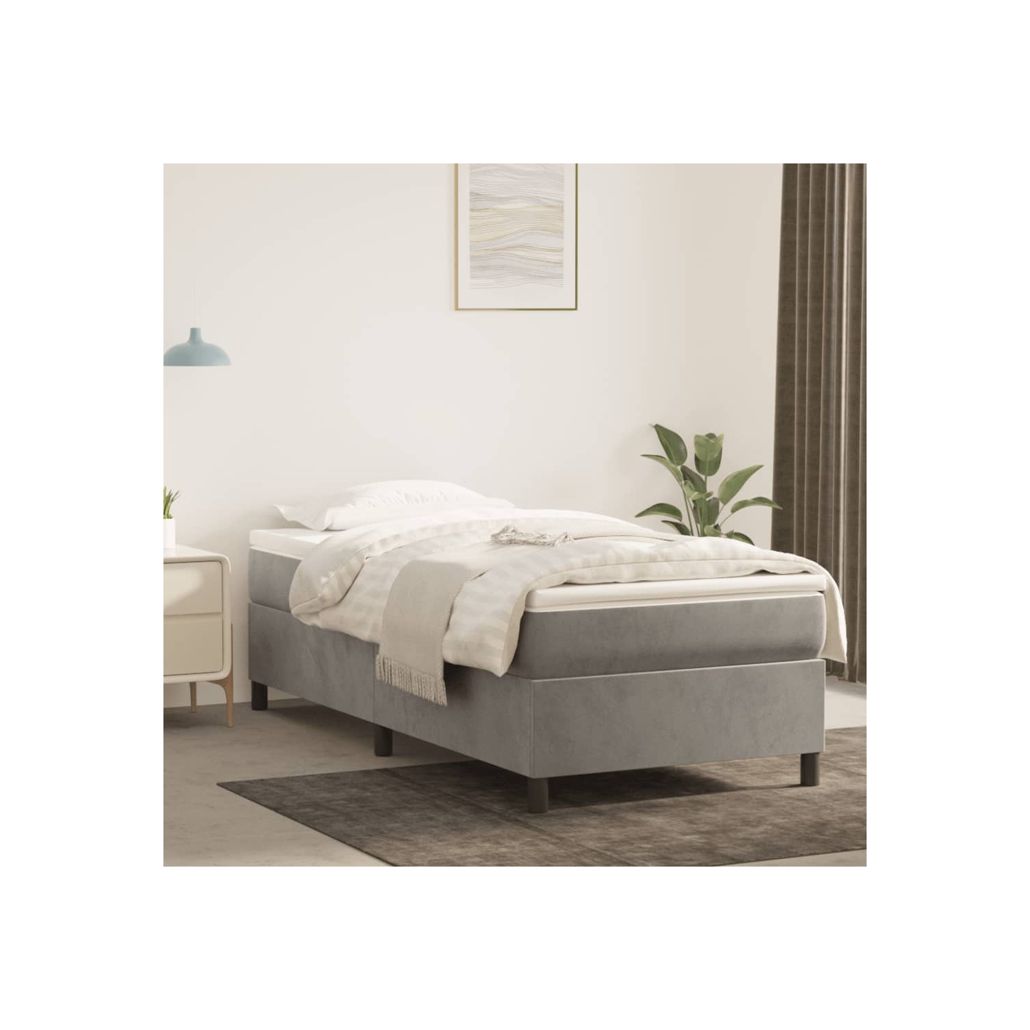 Sommier à ressorts vidaXL Cadre de lit simple TG velours gris pâle