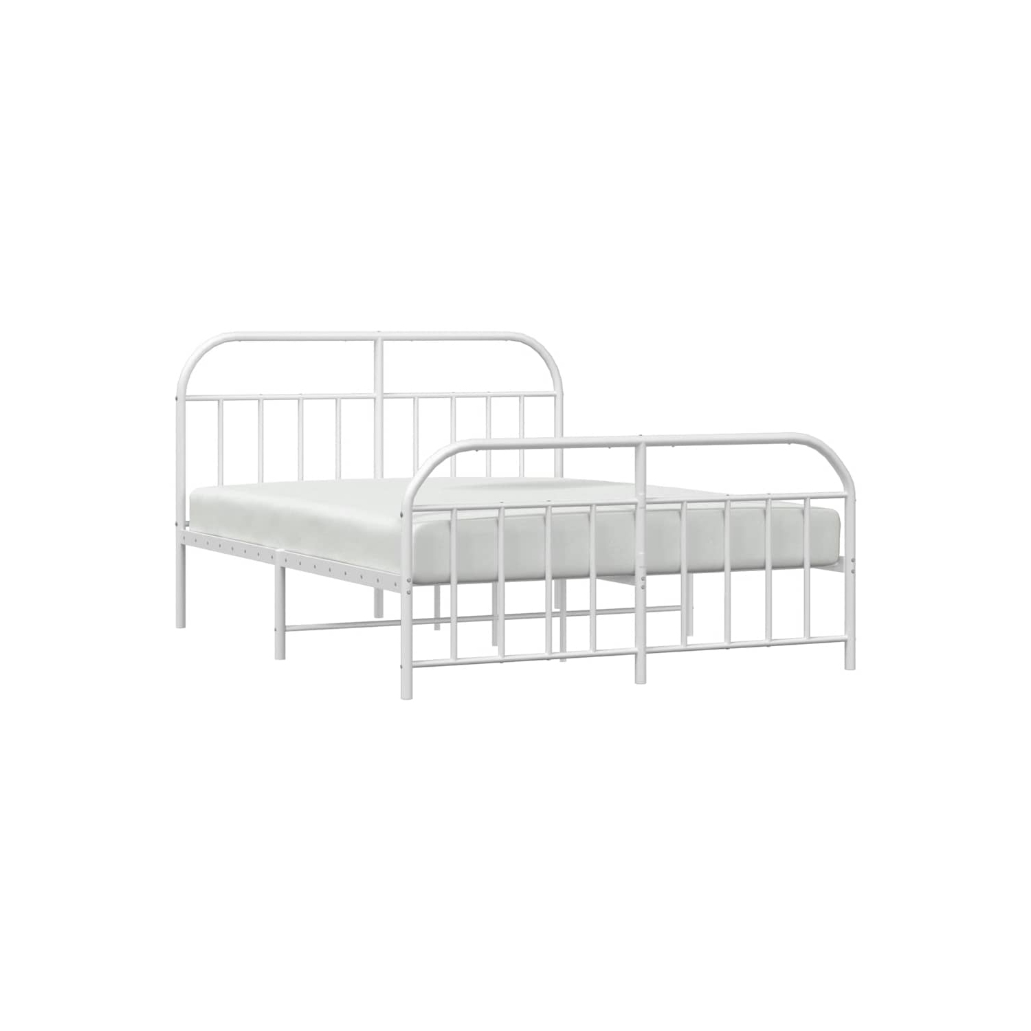 vidaXL 12" White Queen Metal Bed Frame with Headboard & Footboard No Mattress