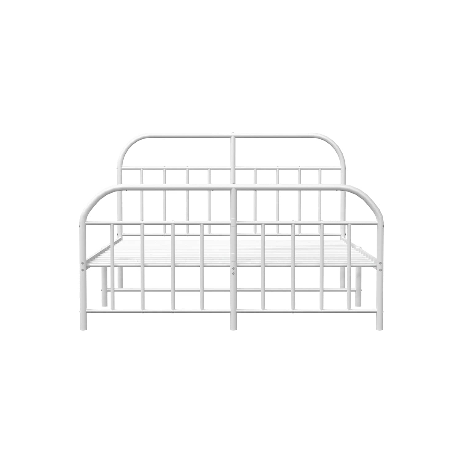 vidaXL 12" White Queen Metal Bed Frame with Headboard & Footboard No Mattress