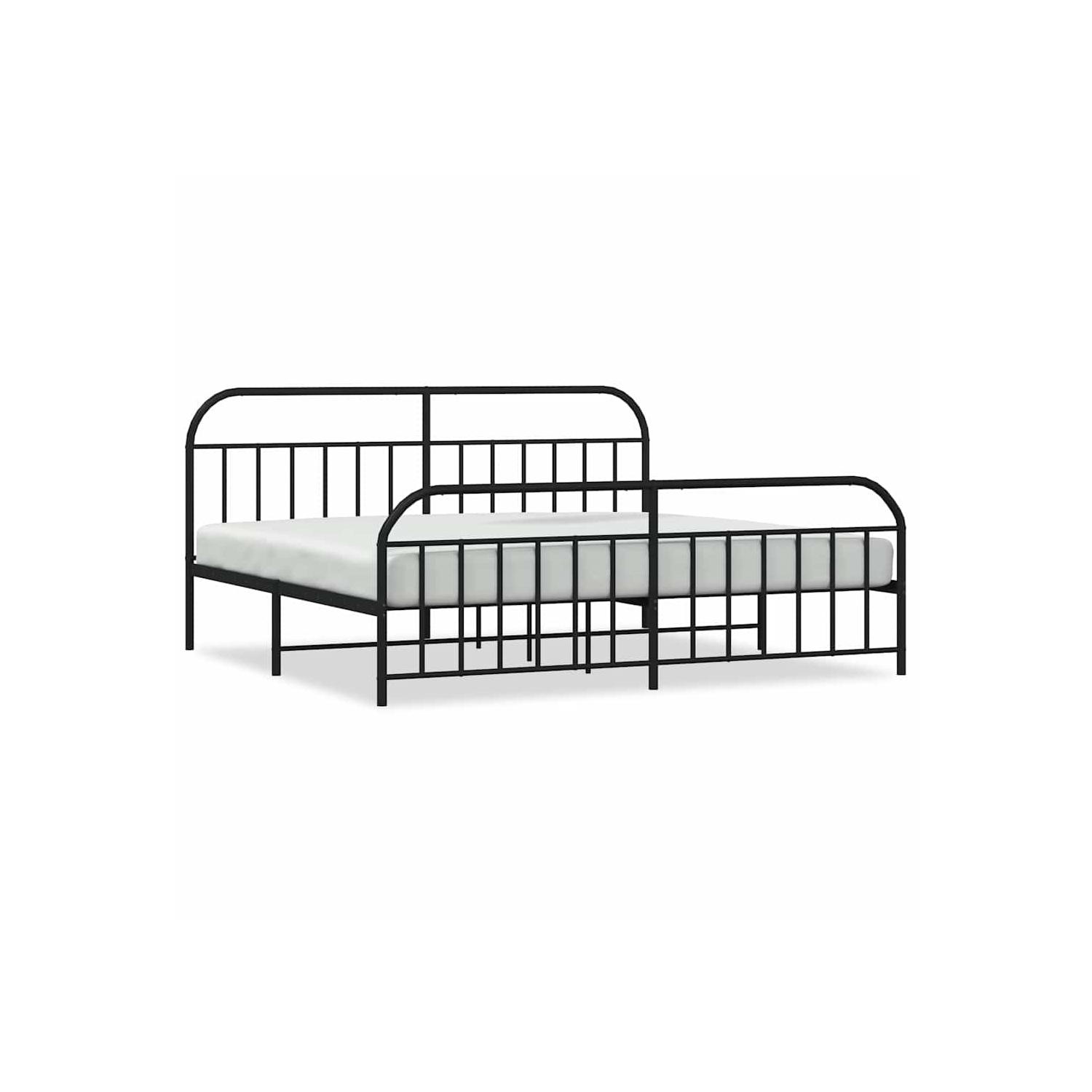 vidaXL 12" Black King Size Metal Bed Frame with Headboard & Footboard No Mattress