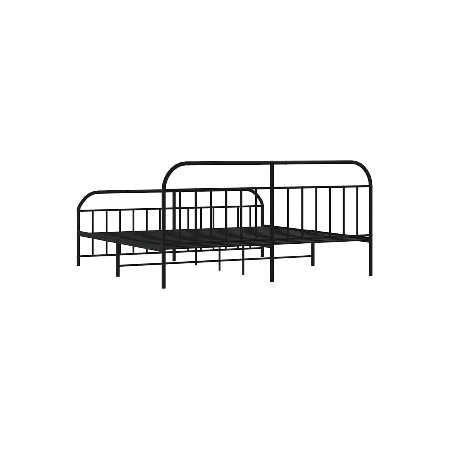 vidaXL 12" Black King Size Metal Bed Frame with Headboard & Footboard No Mattress