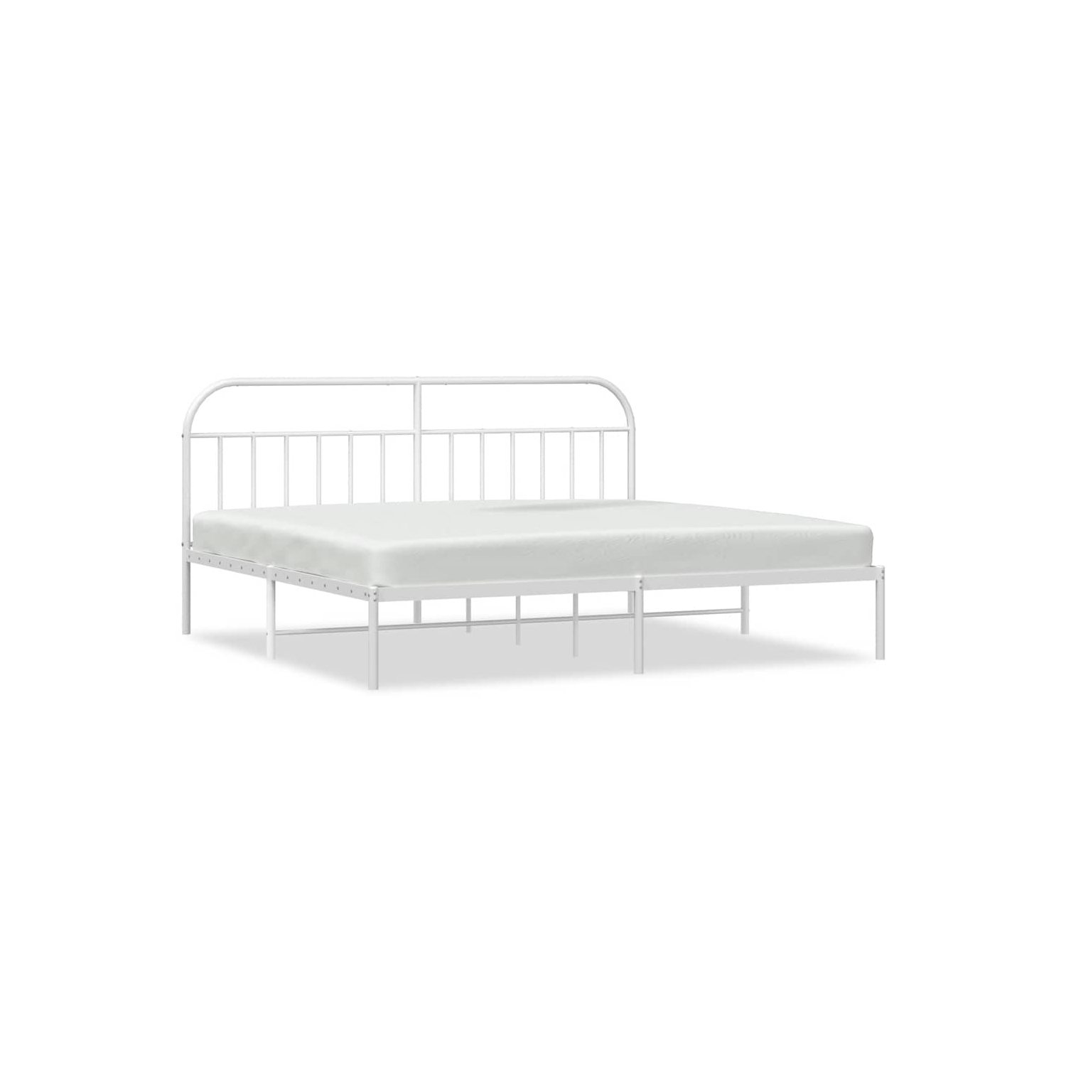 vidaXL 12" White King Size Metal Bed Frame with Headboard No Mattress