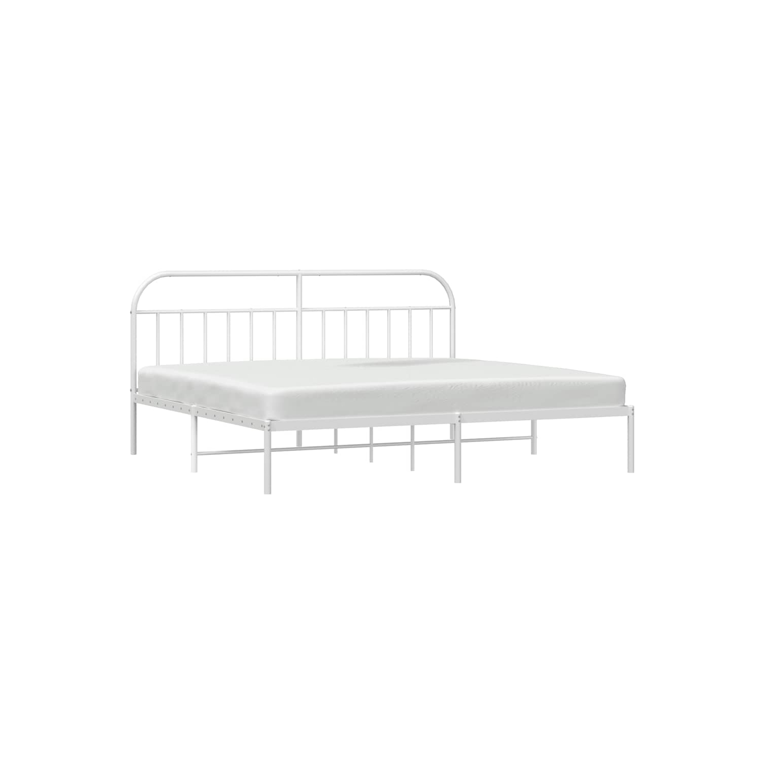vidaXL 12" White King Size Metal Bed Frame with Headboard No Mattress