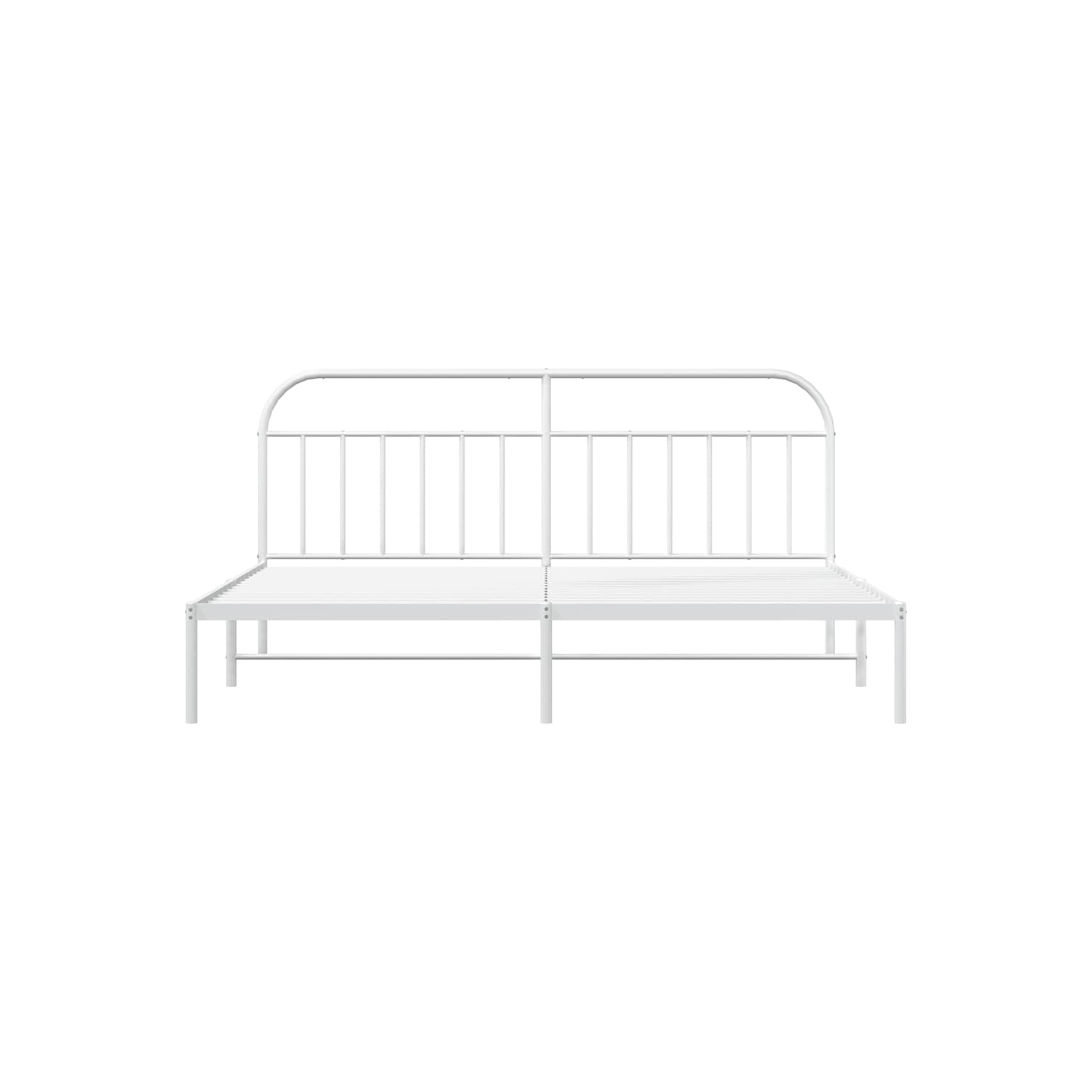 vidaXL 12" White King Size Metal Bed Frame with Headboard No Mattress