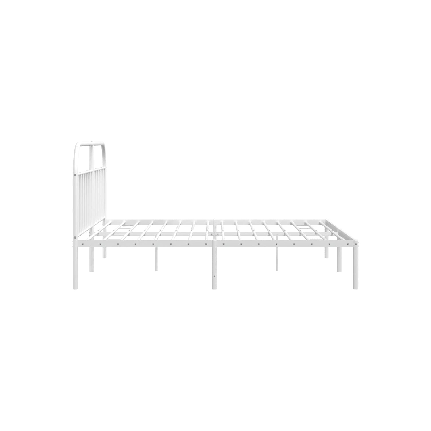 vidaXL 12" White King Size Metal Bed Frame with Headboard No Mattress